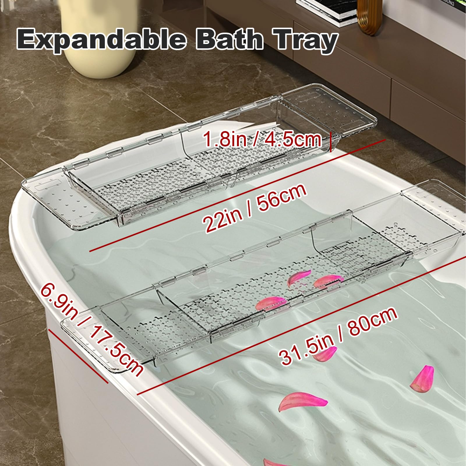 Bandeja de bañera – Organizador de baño expandible para libros, tabletas y vinos – Accesorio de baño perfecto para relajarse