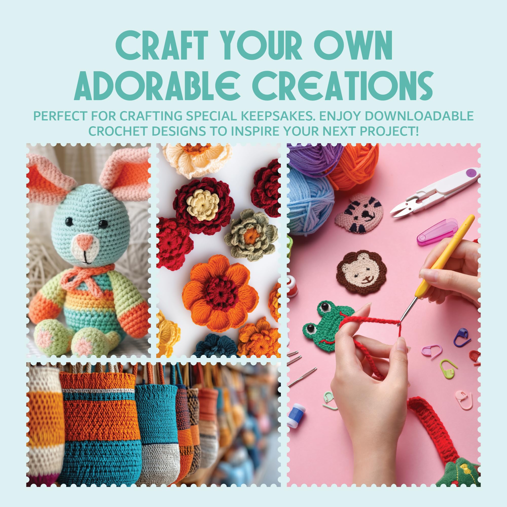 Beginner Crochet Kit - Acrylic Yarn & Tools -7 Beginner Crochet Kit - Acrylic Yarn & Tools -7