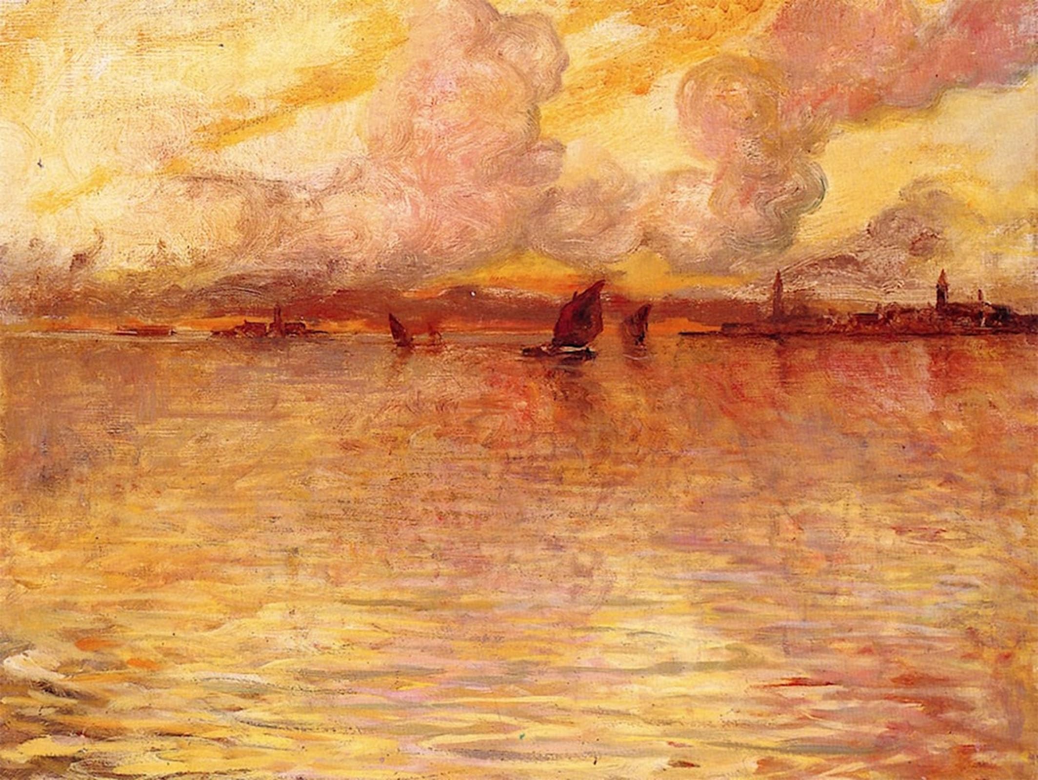 ARTXLXXBN Famous Print Painting Colorful Art Print Seascape with Distant View Charles Cottet Canvas Art Decorations for Home Decor 60x90cm
