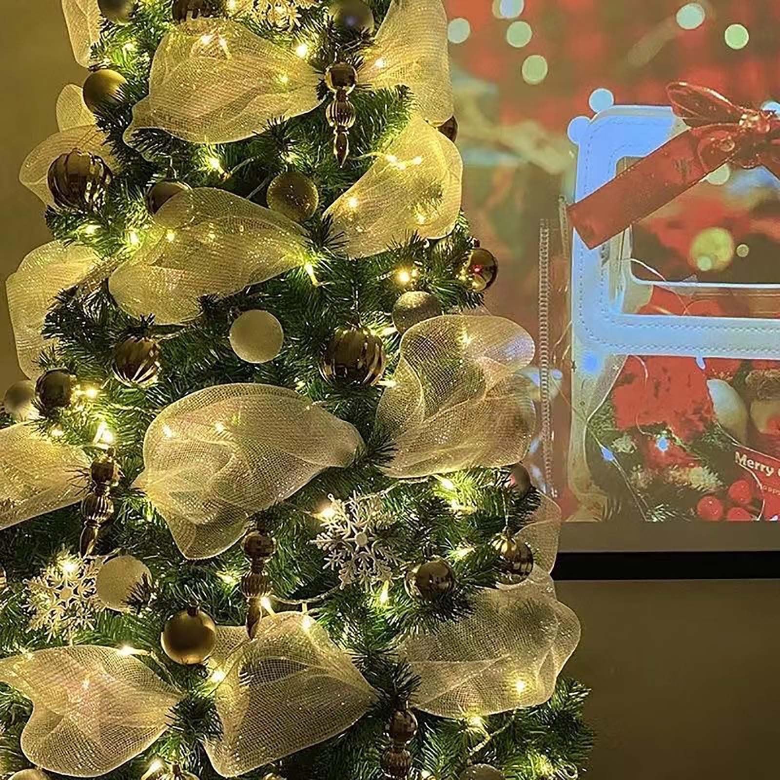 Newwiee 8 Rollen Weihnachts-Netzband - Je 25,4 Cm X 9,2 M | Bunt, Für Kränze, Deko & DIY