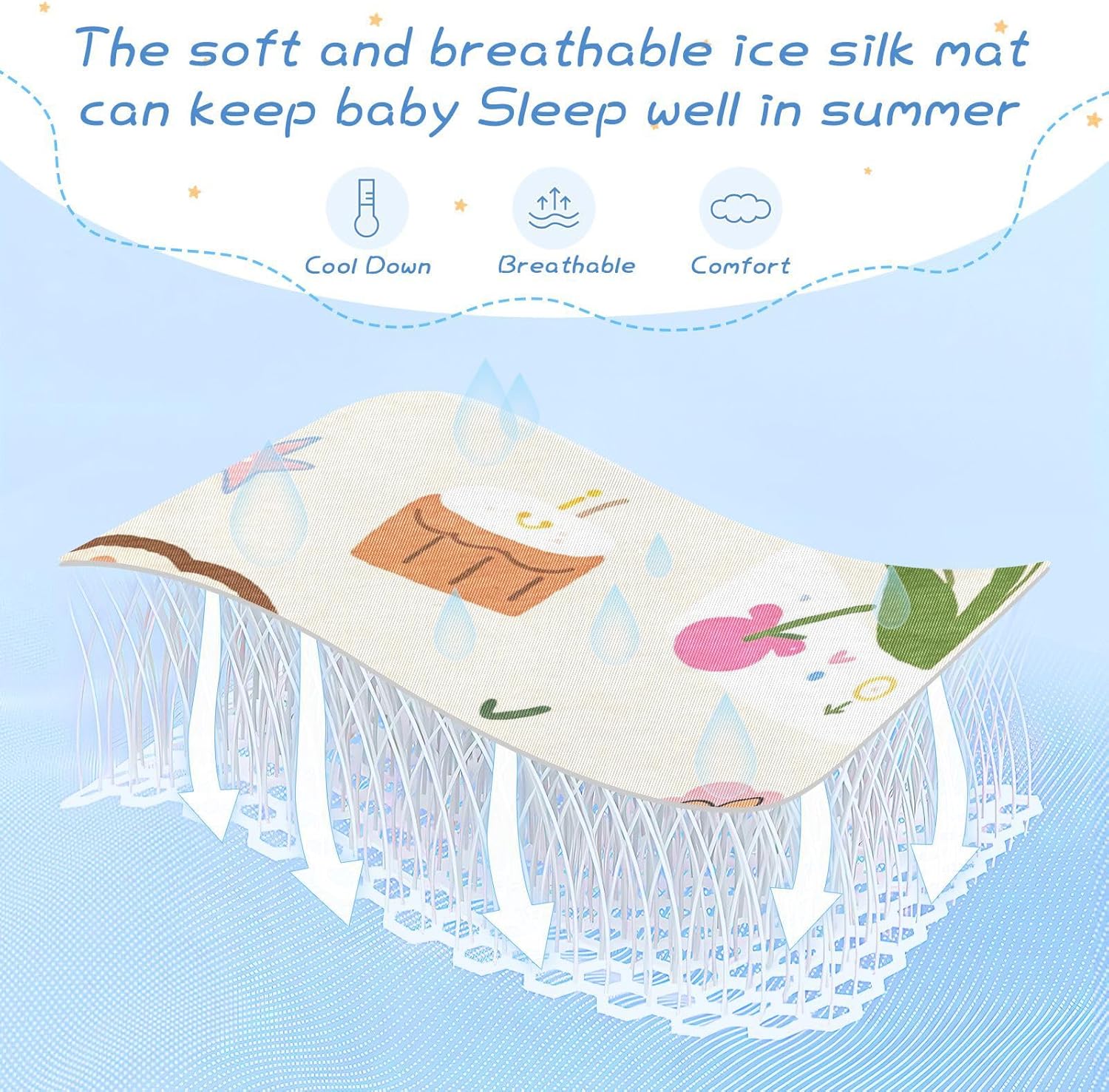 Cartoon Cute Flower Star Cooling Baby Mattress pad Cover 28" x 52" Absorbent Pads for Bed Washable for Baby&Toddler