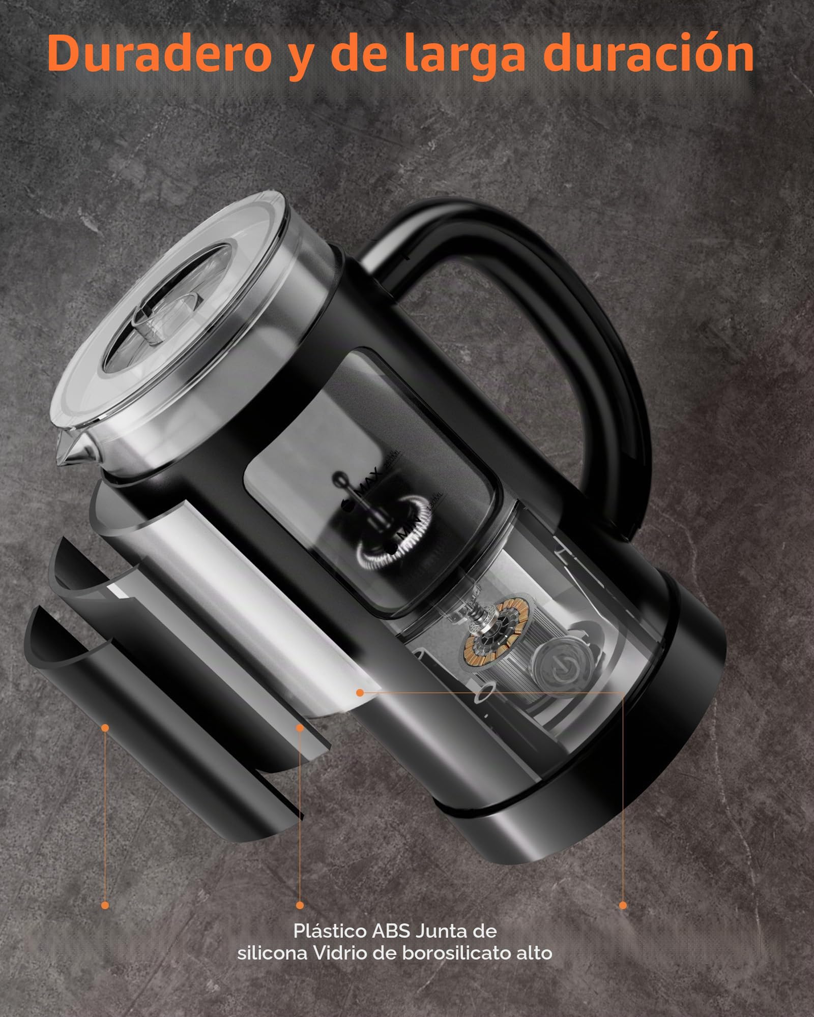 Morpilot Espumador de Leche Eléctrico, Calentador de Leche 600ml, 4 en 1, para Frío y Caliente, Diseño de Latte, Cristal Visual, Negro
