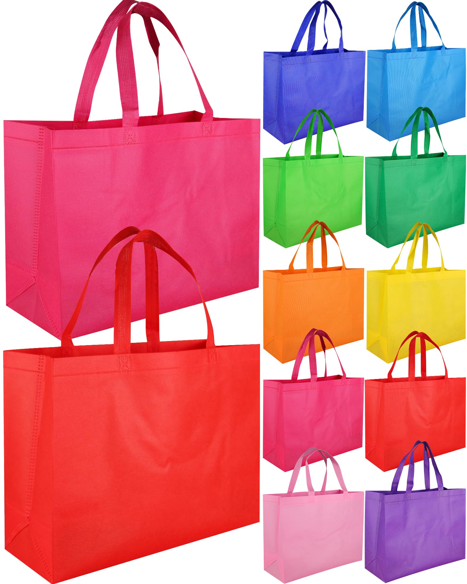 GITMIWS Large Non Woven Tote Bags, 15.7'' Rainbow Reusable Shopping Bags for Groceries