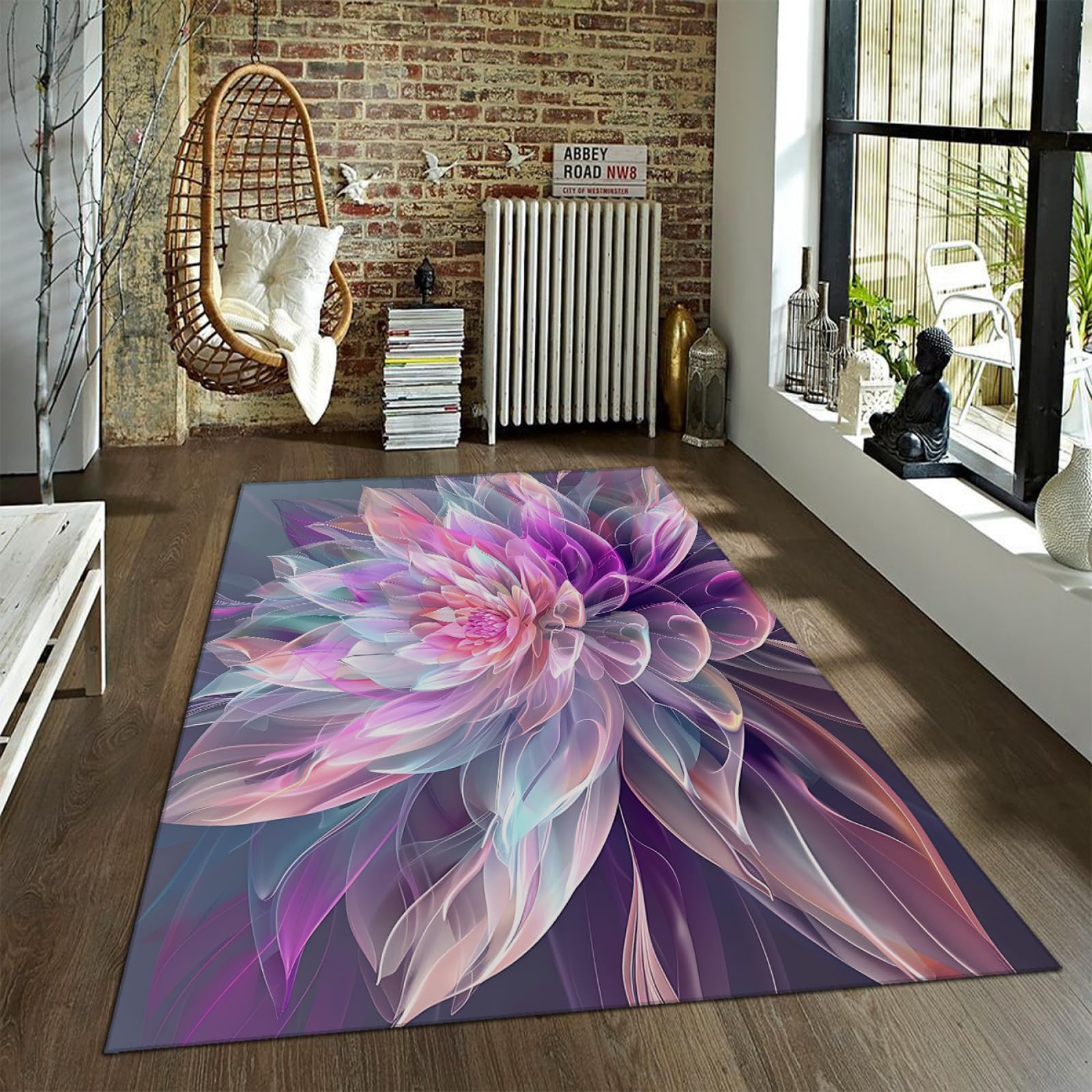 Tapis de salon lotus luxueux grand format 180x300cm chic