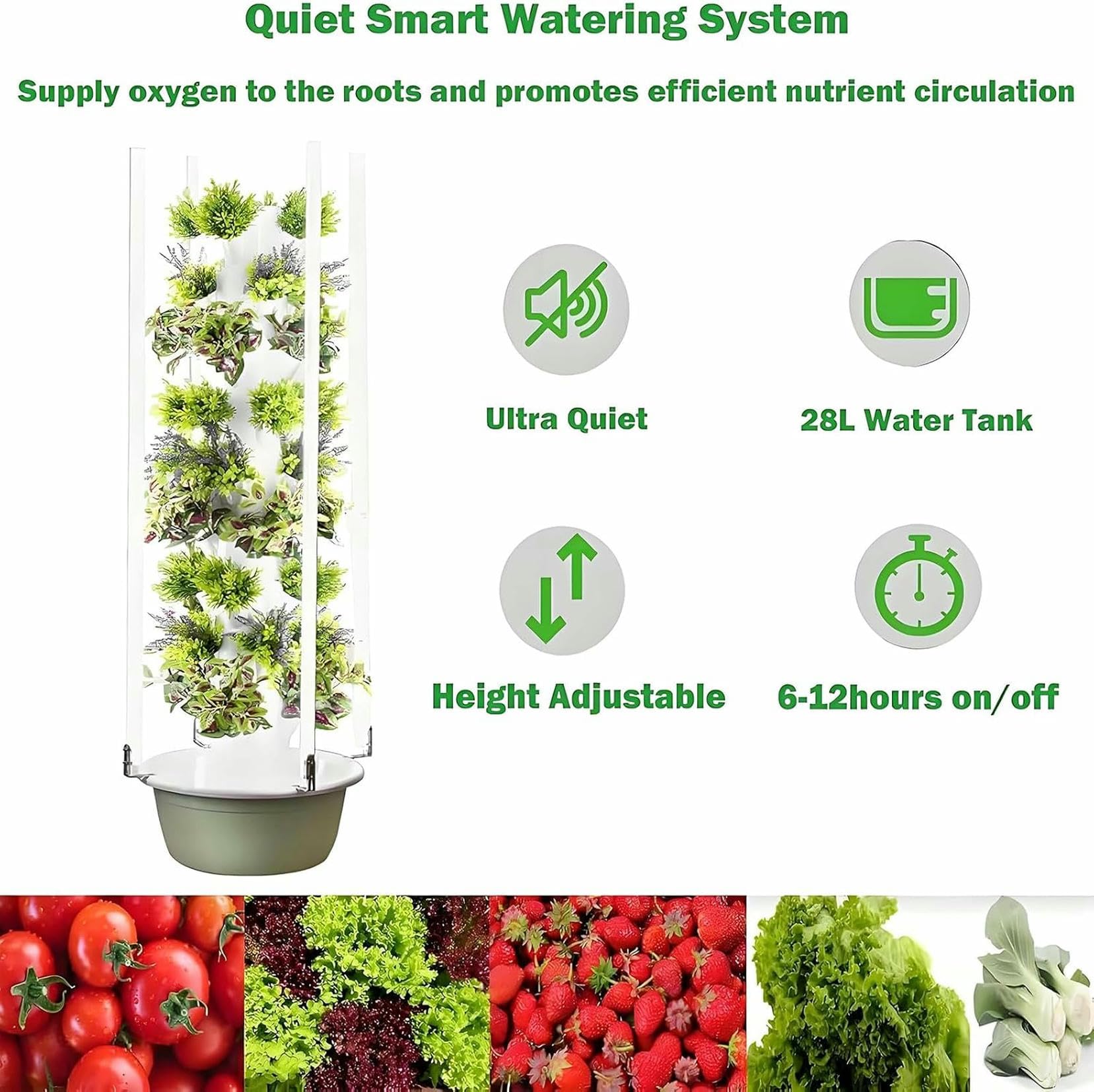 System uprawy hydroponicznej w wieży, pionowa wieża ogrodowa z oświetleniem LED, inteligentny system uprawy hydroponicznej, zestaw do uprawy ziół, owoców i warzyw w ogrodzie hydroponicznym