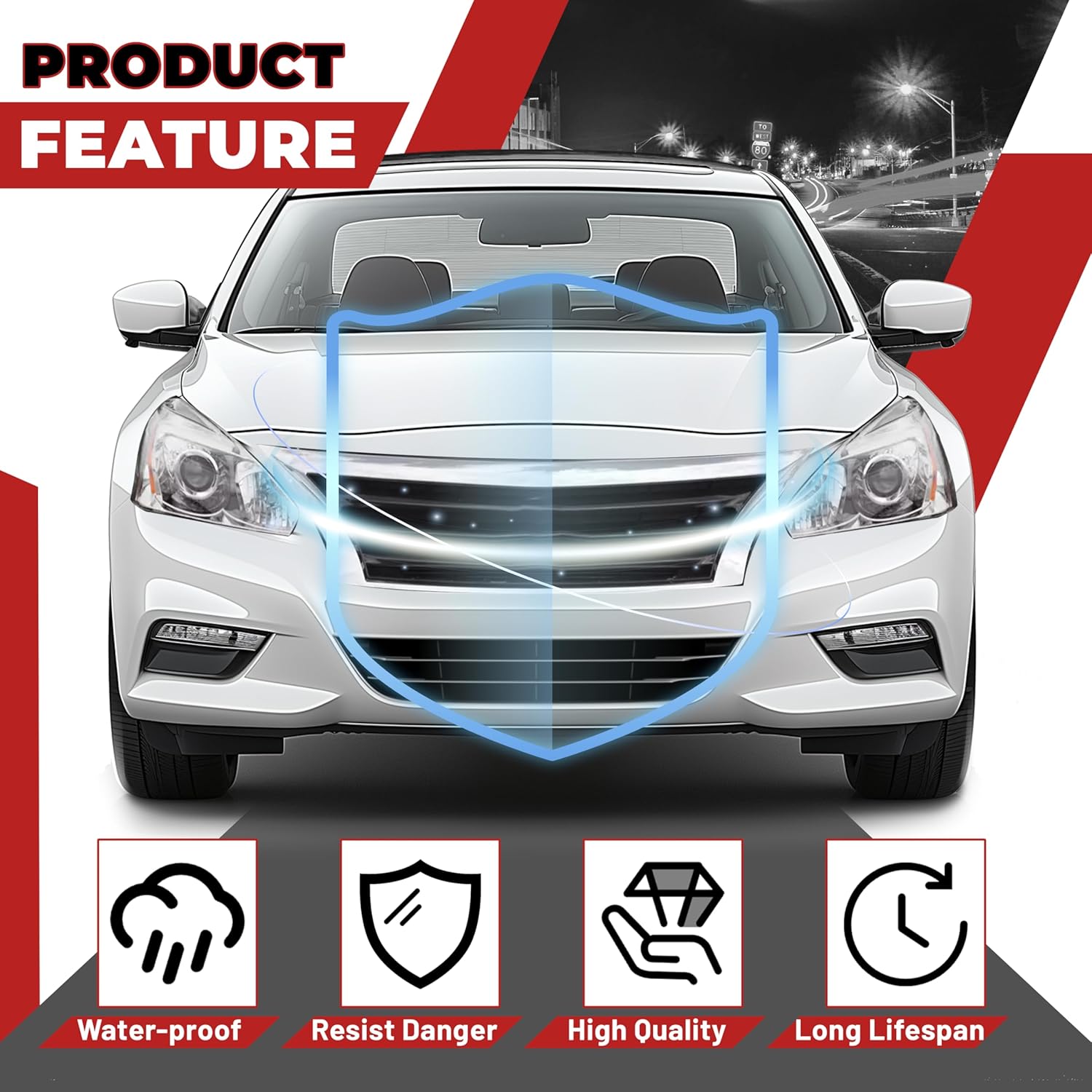 HECASA Front Bumper Grill Upper Grille Compatible with 2013 2014 2015 Nissan Altima Sedan Replacement for 623103TA0A NI1200250 Insert Plastic(ABS)