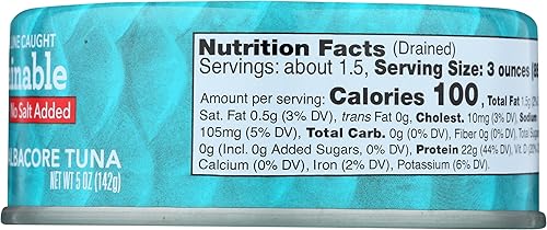 Miniatura 7 de SUSTAINABLE SEAS Atún grueso Albacore en agua, sin sal, 6 onzas