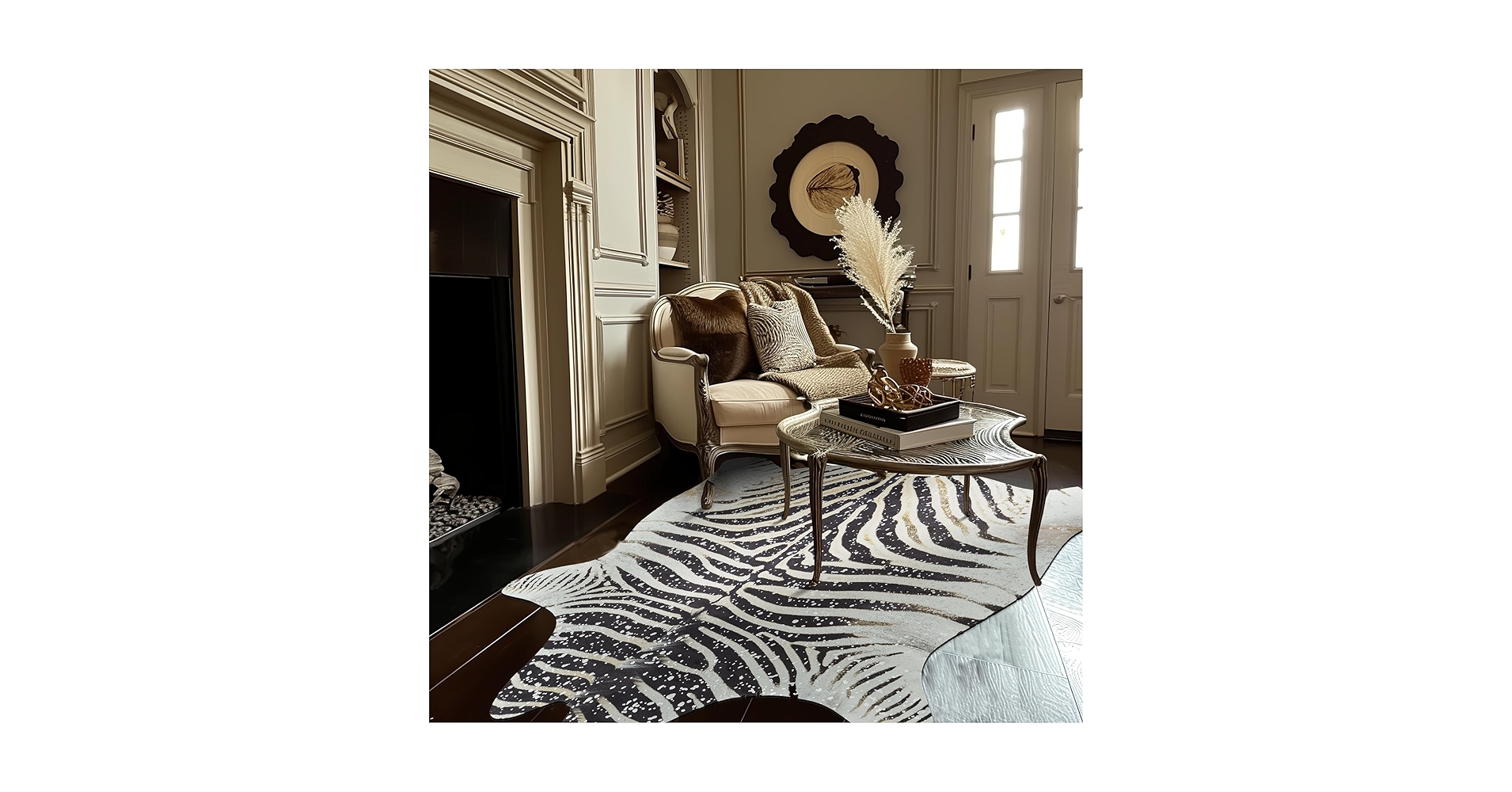 Amazon.com: jinchan Zebra Area Rug with Silver Foil 5x7 Faux