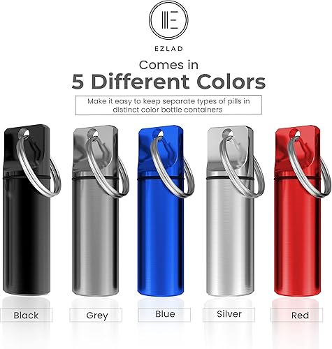 Miniatura 7 de Pastillero para llavero (paquete de 1), aleación de aluminio, impermeable, portátil, portátil, pequeño, para viaje, para bolso, mini organizador de