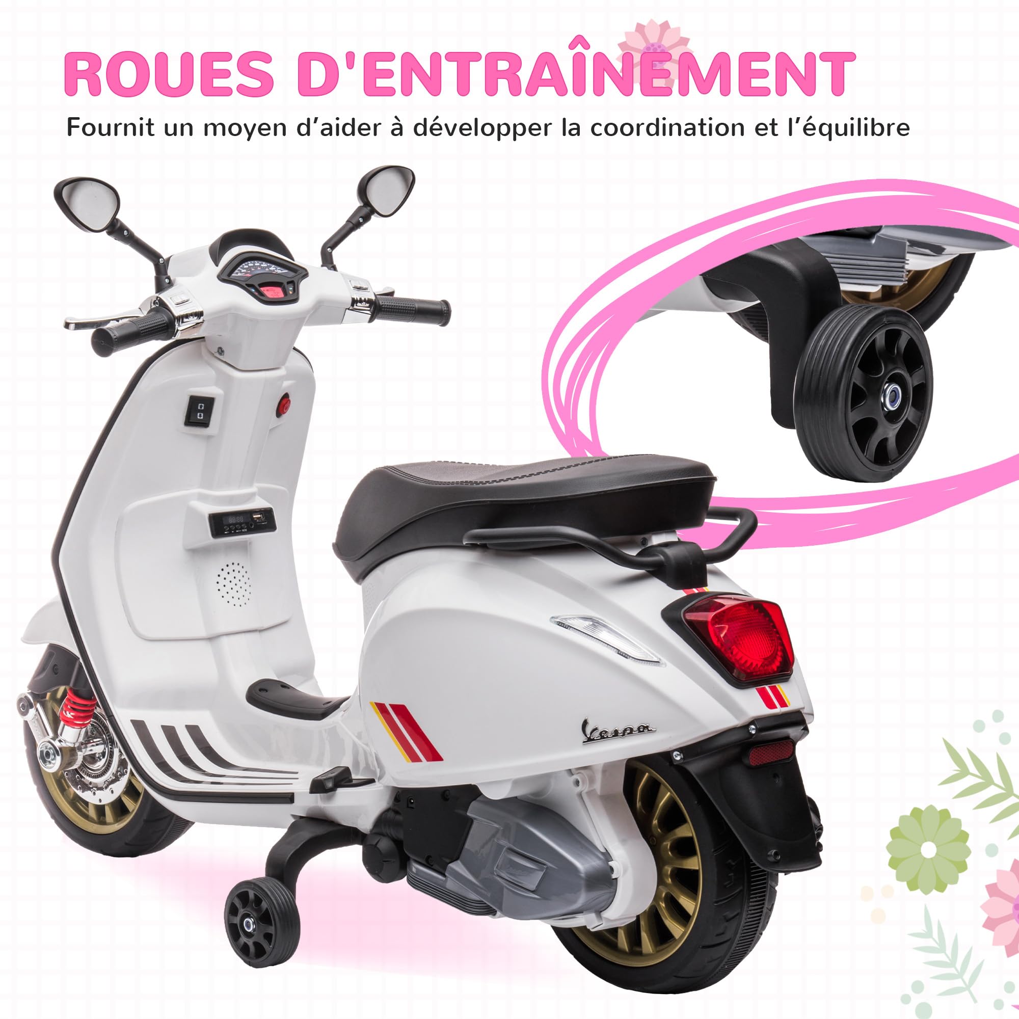 AIYAPLAY - Elektrische motorfiets - PP - 107x47x73cm - Roze AIYAPLAY - Elektrische motorfiets - PP - 107x47x73cm - Roze