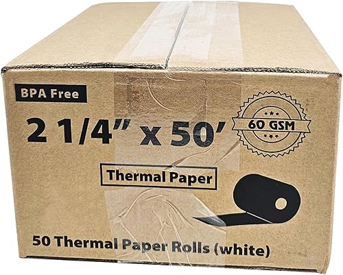 Miniatura 3 de (papel grueso de 2.16 ozyd) 2 14 x 50 rollos de tarjetas de crédito térmicas para trébol, cuadrado, Verifone VX520 e Ingenico ICT220, ICT250, FD400