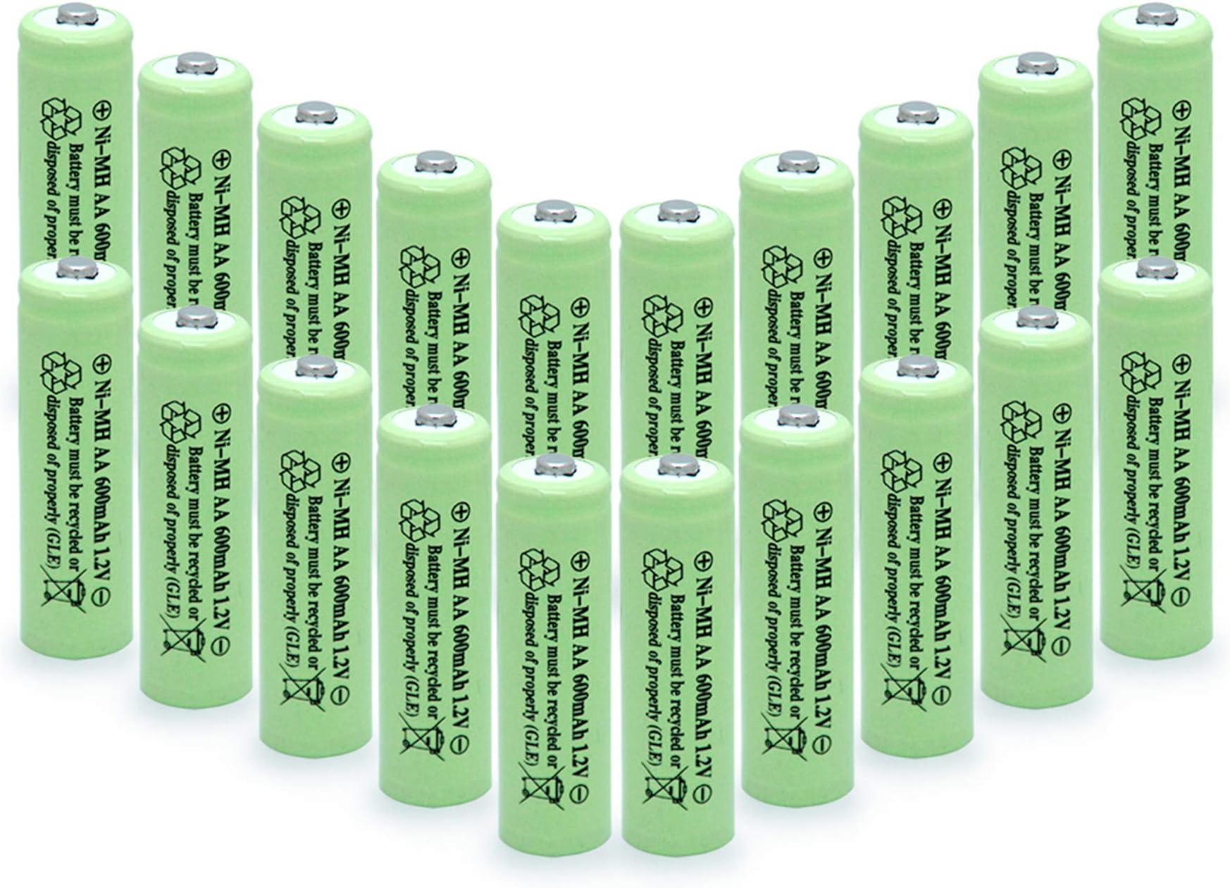 AA Ni-MH 600mAh 1.2V Rechargable Solar Light Batteries for Outdoor Solar Lamps Garden Lights Remotes Mice(20Pcs)