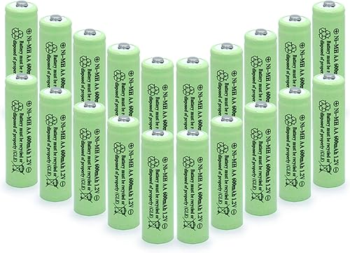 QBLPOWER Baterías de luz solar AA Nimh 600 mAh 1.2 V recargables para luces de jardín remotos ratones (20 unidades)