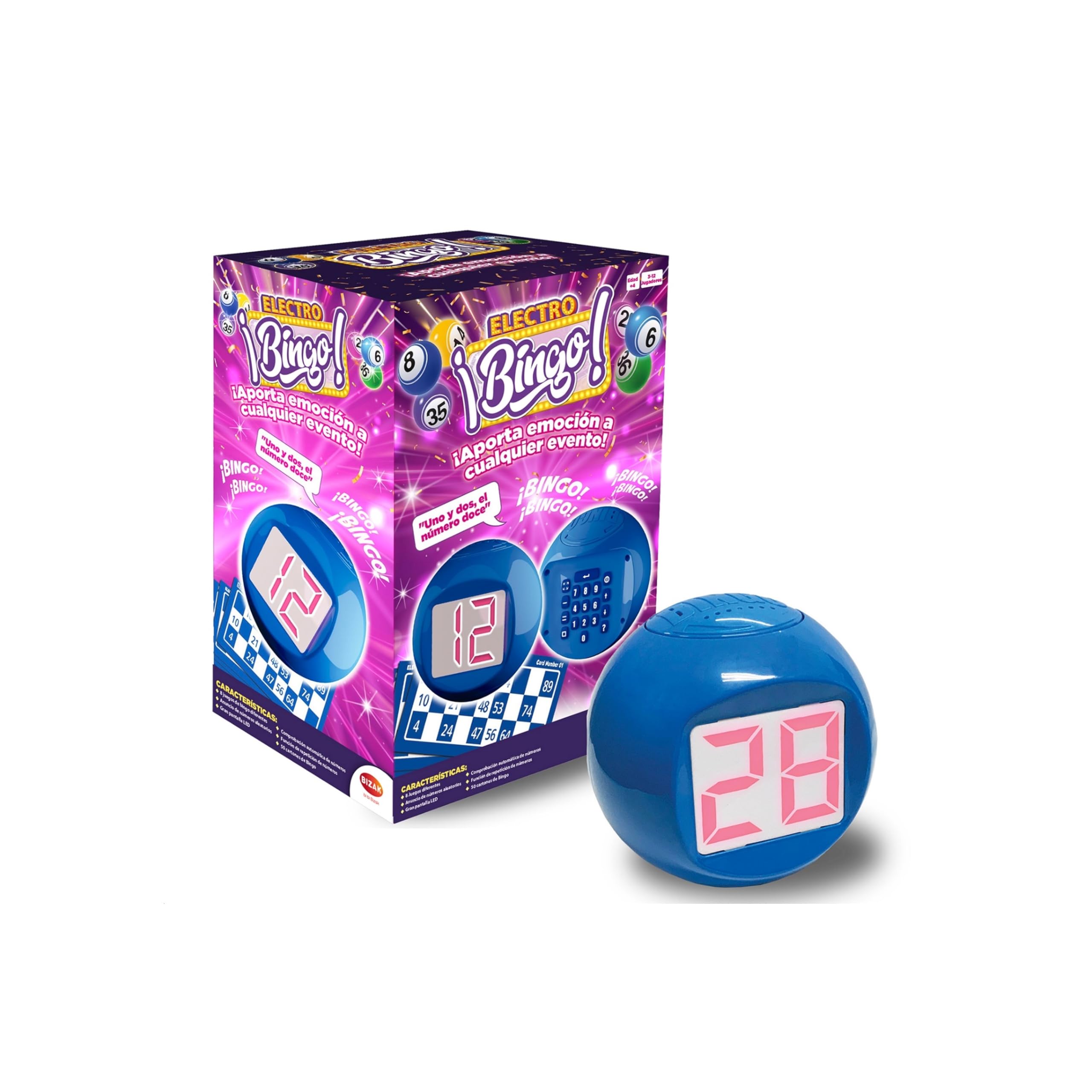 Bizak Electrobingo, Bingo electrónico con Sonido, Juego de Mesa Familiar, para Jugar con Amigos, Regalo de Juego Infantil niños y niñas Desde 4 años de Edad (61832162)