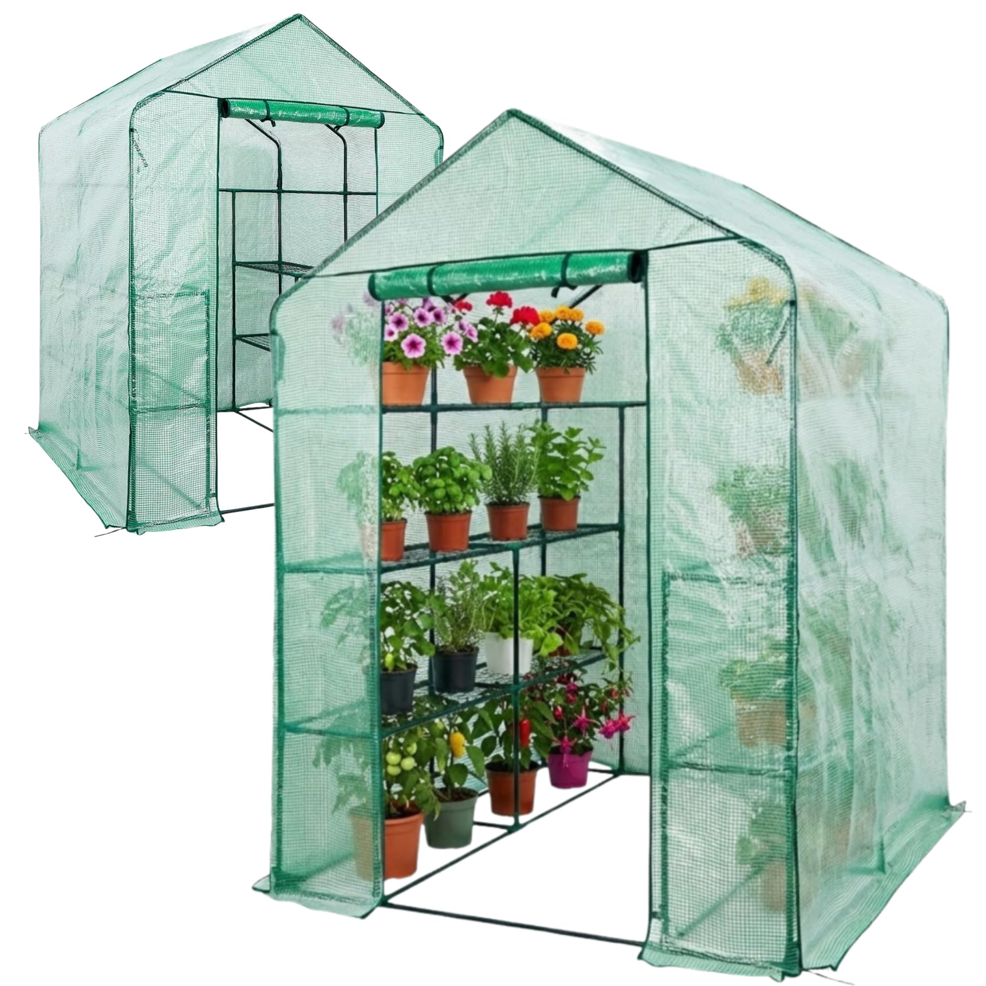 NEO TOOLS Serre d intérieur 143 x 143 x 195 cm, Film PVC, Pliable, Structure en métal revêtu par pulvérisation, Facile à Monter, Fermeture éclair