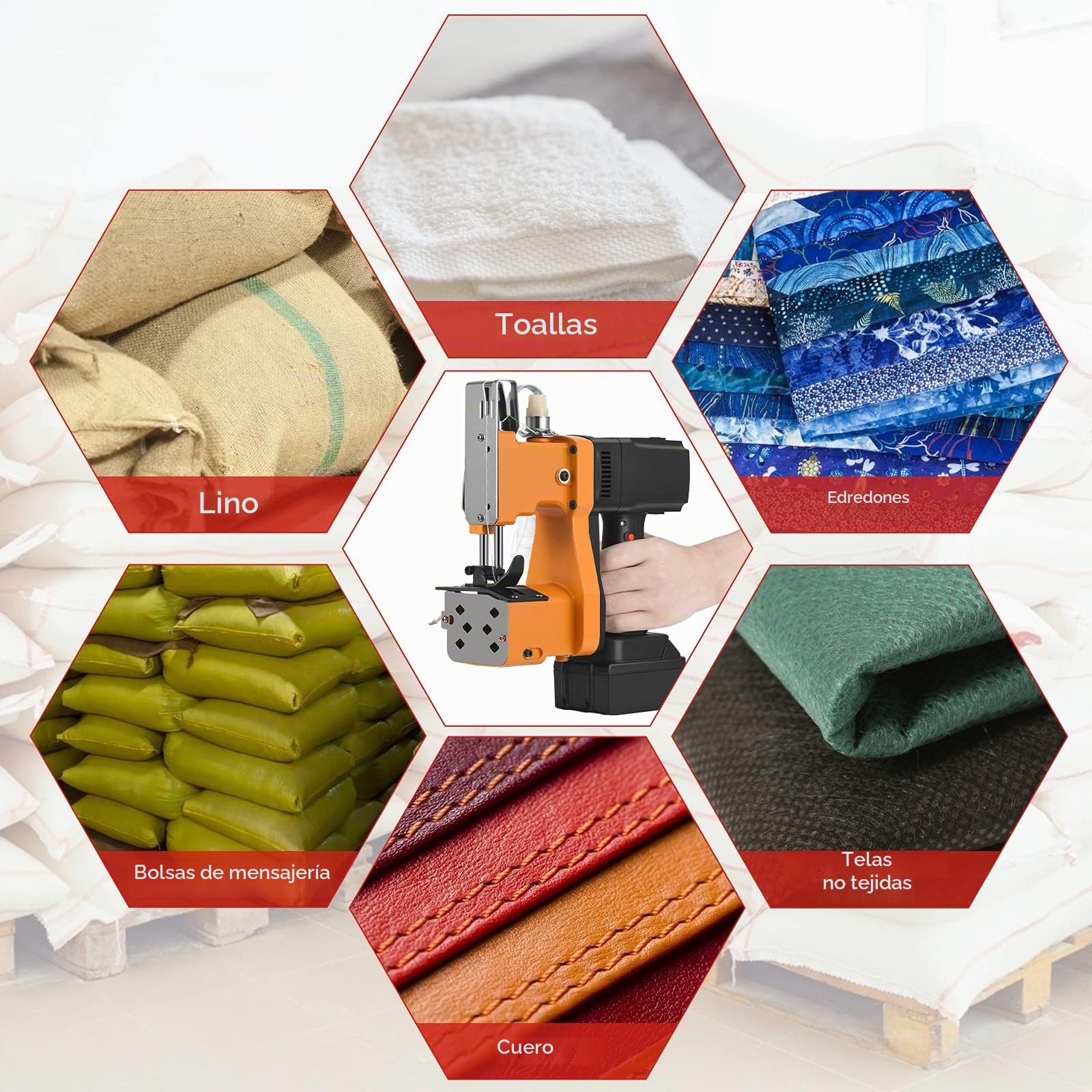 Sacos Maquinas de Coser Maquina de Tejer Portátil Máquina Selladora para Bolsa dePlástico de Papel de Arroz