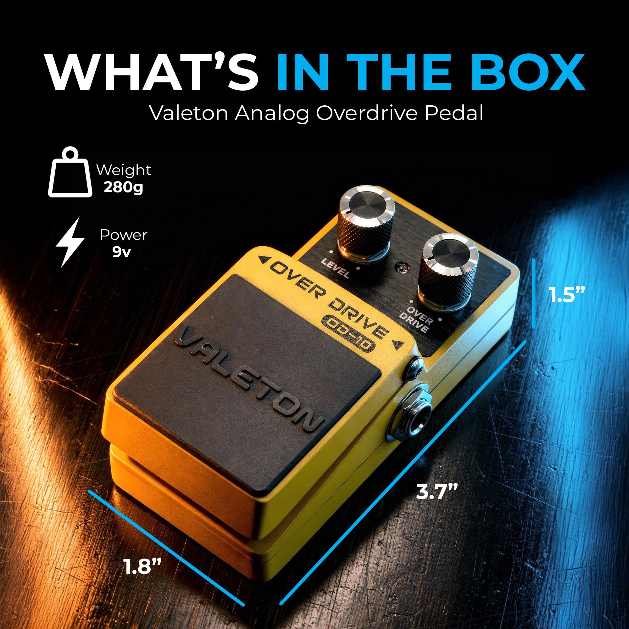 Valeton Analog Overdrive Pedal – Warm Tube-Like Guitar Tone with Boss OD-1 Inspired Sound – Compact Zinc Alloy Guitar Effects Pedal with Low Noise, Buffer Bypass and Heavy-Duty Metal Switch