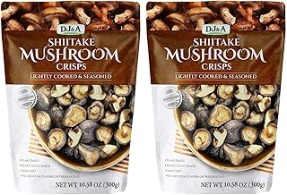 DJ&A Shiitake Mushroom Crisps - Lightly Cooked and Seasoned 10.28 Ounce (10.58 Ounce) (Pack of 2)