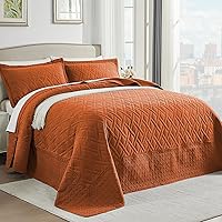 Vista 13 de Qucover Colcha tamaño King extragrande de 3 piezas de microfibra suave y ligera, con patrón de diamante, tamaño King ultrasónico con 2 fundas