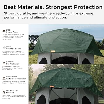 Space Acacia Lite Camping Tent, Pop Up Tents for Camping, Lightweight & Durable Beach Tent, Level 7 Wind Resistance, UPF 50+ | Quick Setup for Camping & Backyard, Banyan