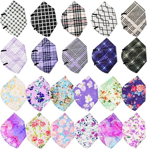 Paquete de 120 mascarillas desechables, envueltas individualmente de colores con diseños para mujeres, hombres y adultos