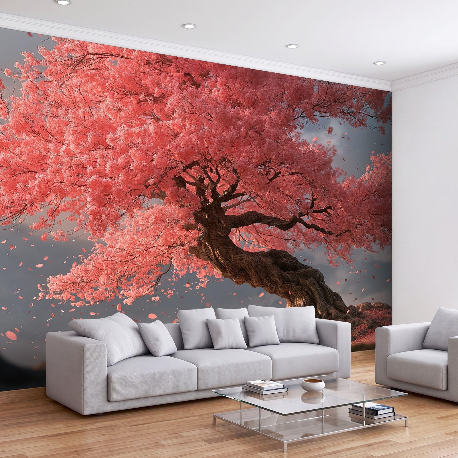 Tapeta 3D panoramiczny obraz ścienny 250 x 175 cm Verträumt Romantisch Pflanzen Kirschblütenbäume tapeta gobelin plakat panoramiczny salon dekoracja ścienna pokój dziecięcy, różowy
