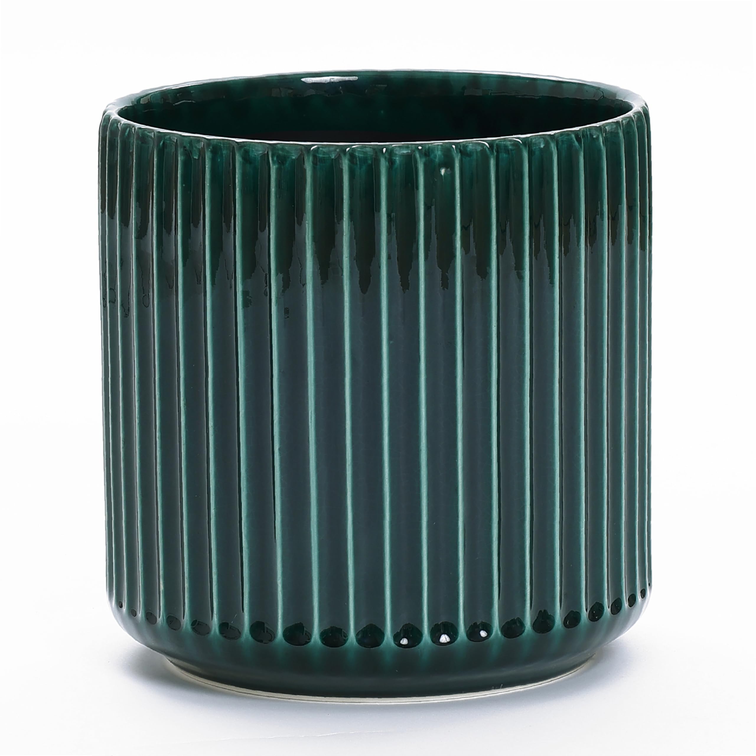 Keramik Blumentopf Groß, Ø30 Round Übertöpfe mit Drainage Dunkelgrün