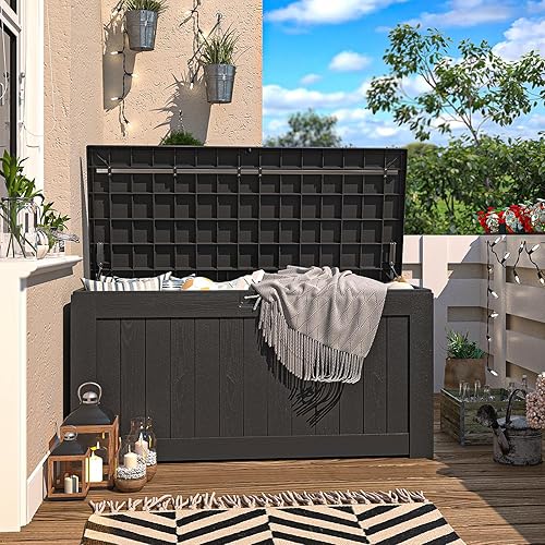 Vista 73 de Patiowell 30 Gallon Resin Deck Box, Outdoor Storage Box for Patio Furniture, Deliveries, Pool Supplies,Waterproof and Lockable, Grey