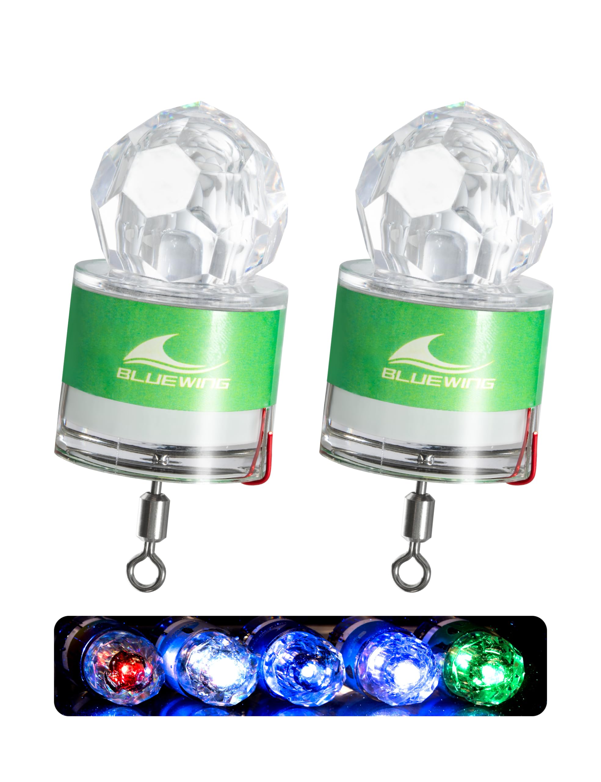 BLUEWING Diamond Fishing Lights 3X-5X Brighter LED Deep Drop Underwater Flashers Water-Activated Lighted Fish Lures for Swordfish, Tilefish, Halibut,
