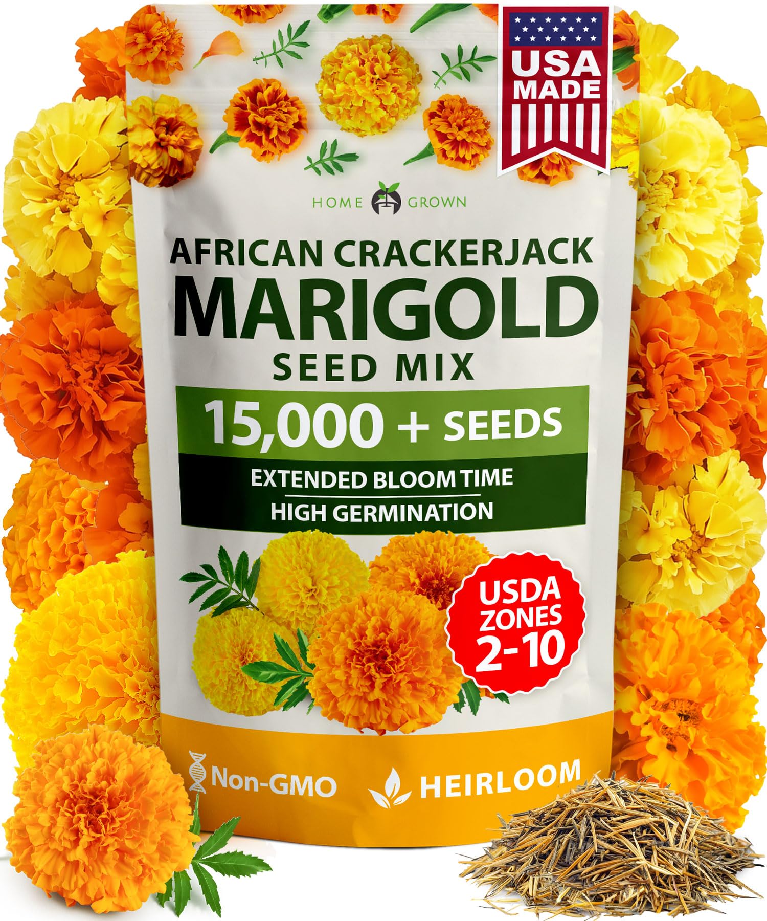 Home Grown Crackerjack Marigold Seeds