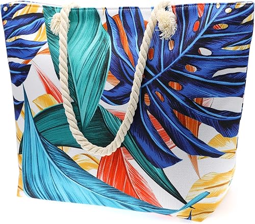 Miniatura 6 de JNF Bolsas de playa para mujer, de verano, grandes bolsas de playa, bolsa de mano, bolsa de hombro con cremallera