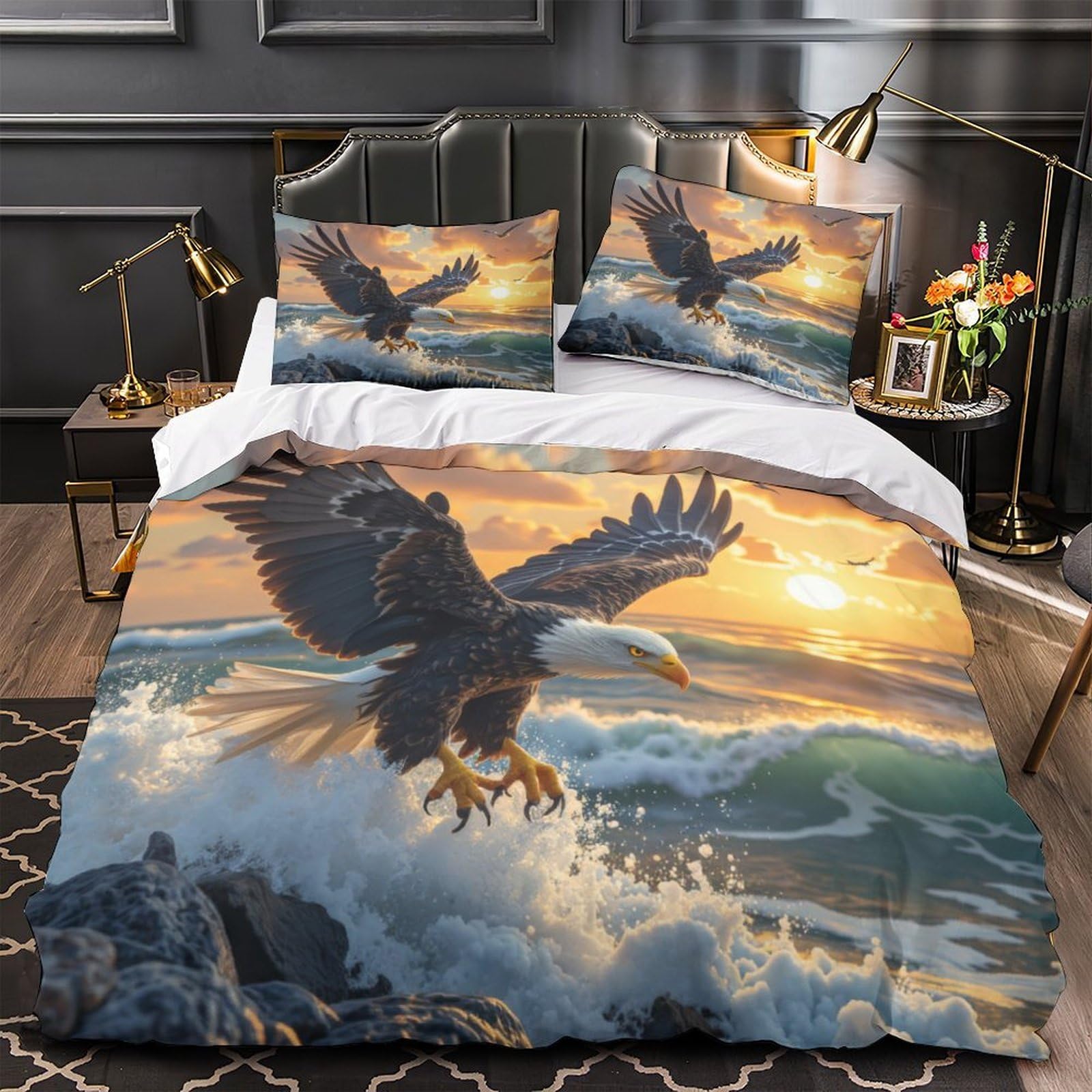 Scène de nature parure de lit grand aigle pour chambre cocooning