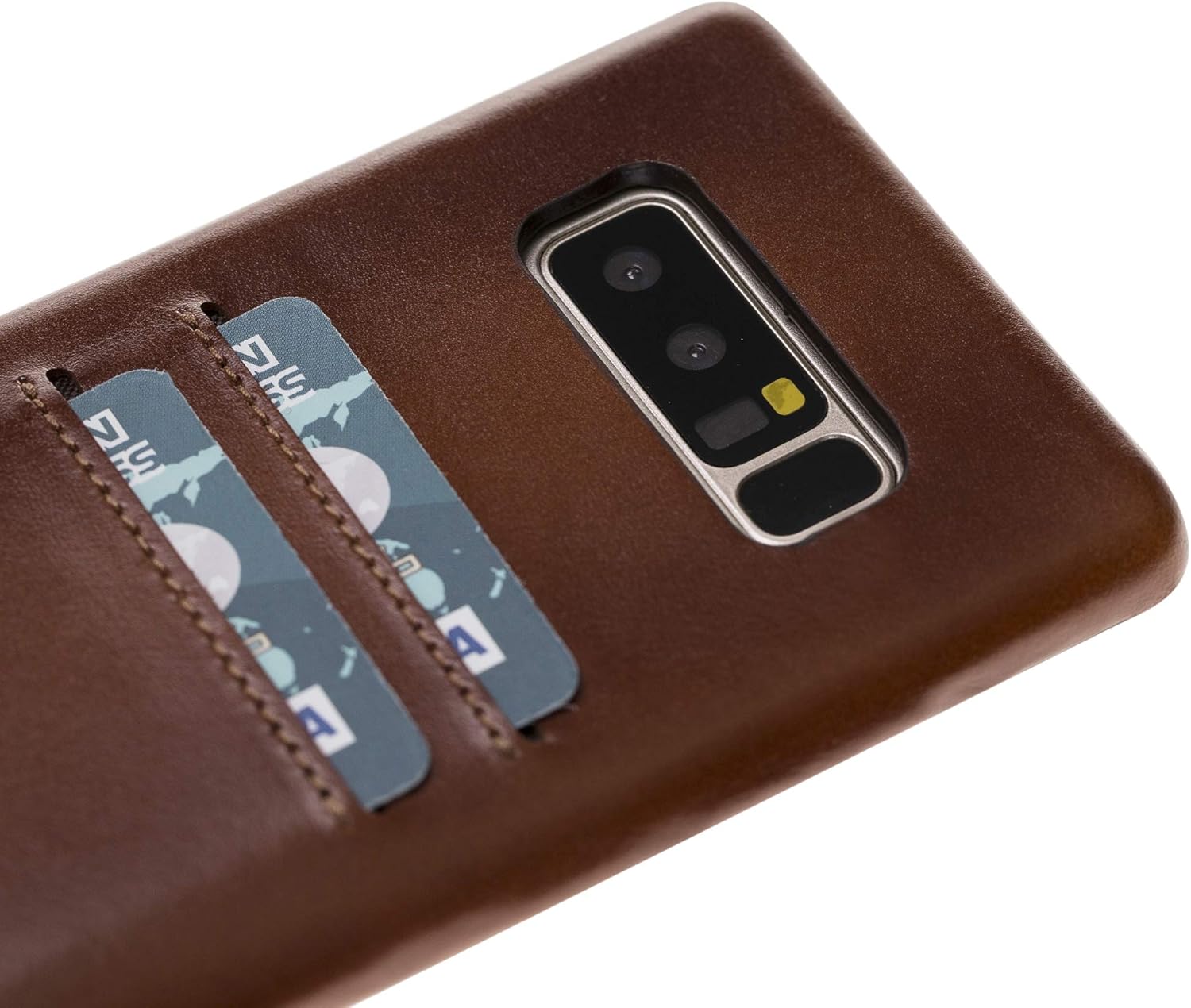HARDISTON Genuine Premium Leather Handmade Case for Samsung Galaxy Note 8 - Harbour Snap-on Cover with 2 Credit Card Slots - Wireless Charging - Perfect Protection for All Edges (Russet)