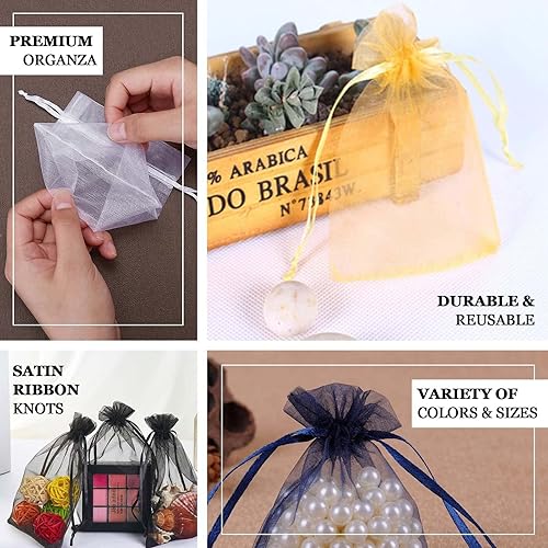 Miniatura 4 de Efavormart - 10 bolsas de regalo de organza real con cordón para regalos de boda, despedidas de soltera, bolsas de joyería, 4 x 6 pulgadas