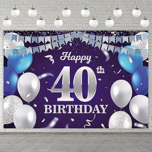 Vista 358 de Cartel de feliz cumpleaños número 31, globos azul marino, bandera de confeti a rayas, puntos de luz, saludos a 31 años, decoración temática