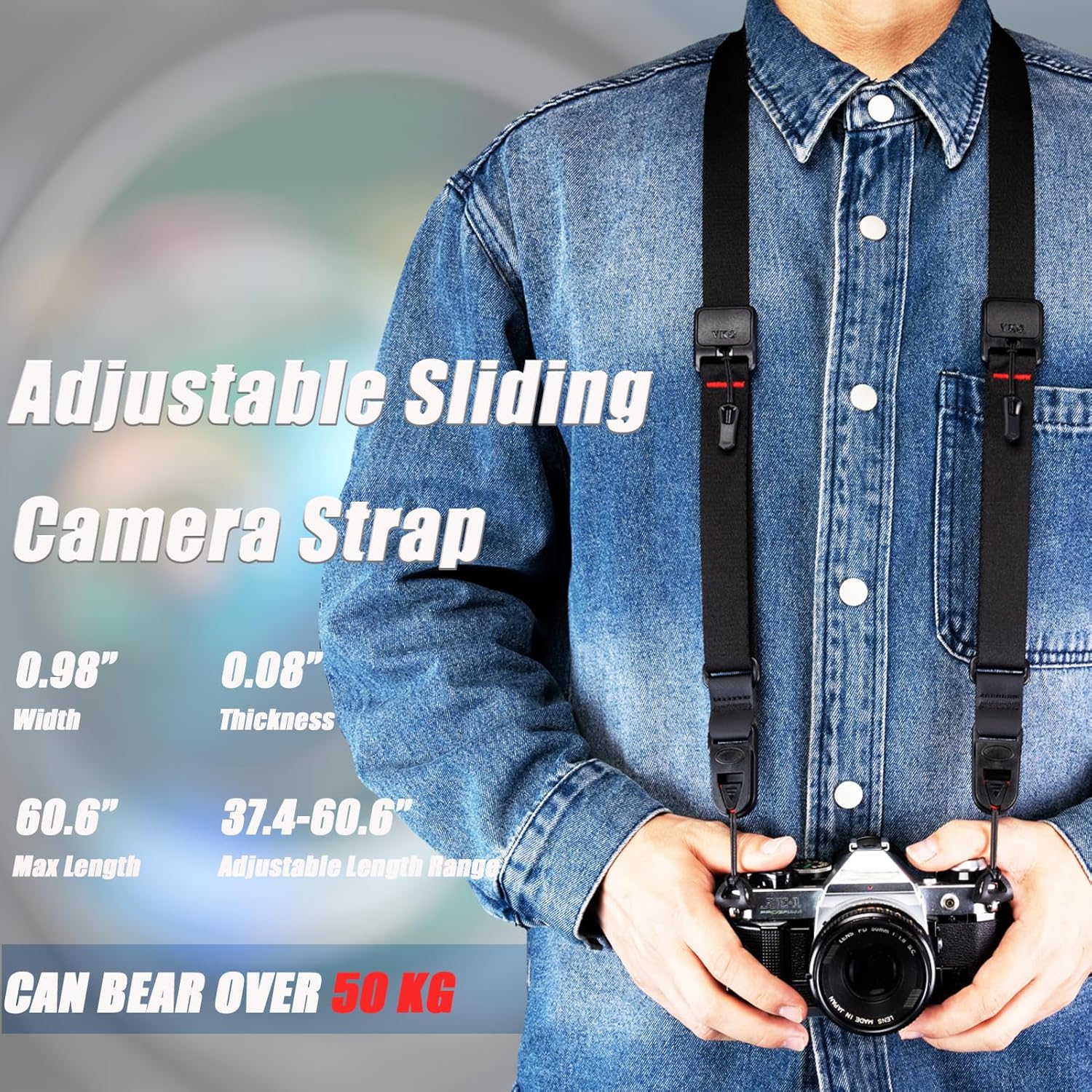 Camera Strap,Quick Release Adjust Neck Shoulder Strap for Photographers Film SLR APS-C DSLR Mirrorless Cameras 25mm - Image 2