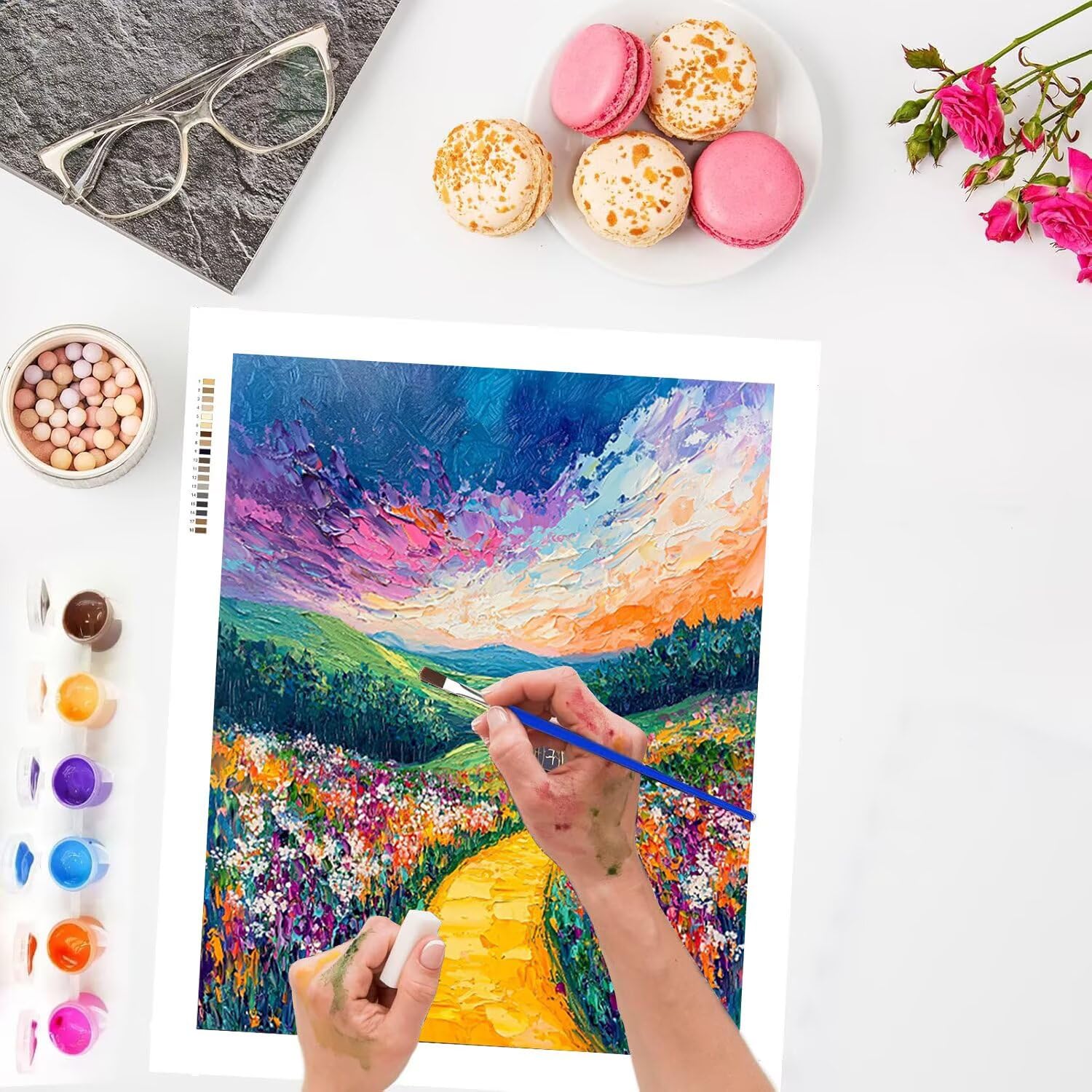 WEISHIWE Dipingere con i Numeri Adulti Paesaggio, 80x100cm s-225 | Paint by Numbers Kit con Pennelli e Acrilico Pigmento, Fai da te Olio La Pittura di Numeri Kit, Decora la Casa, senza Cornice