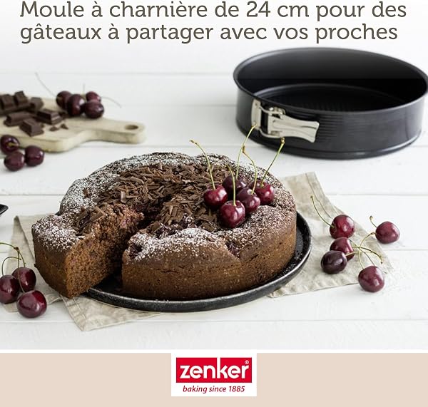 Zenker 6502 Moule à manqué à charnière 24 cm, moule rond, moule à gâteau, Acier, Noir, 24 x 24 x 6,5 cm, 9-Inch - 4