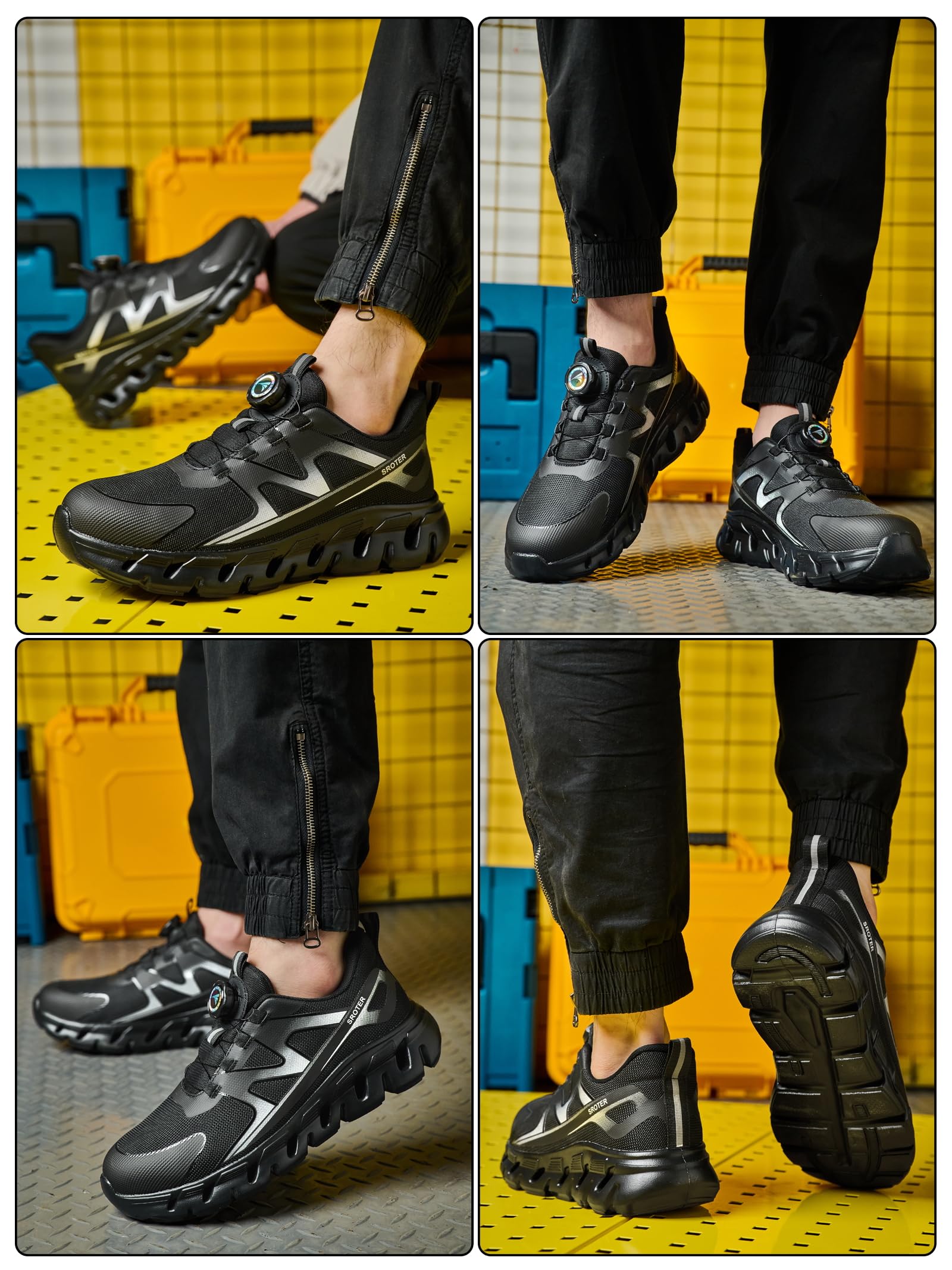 AEKYIWL Chaussures de Sécurité Hommes Femmes Légère Respirantes Basket de Securite Confortable Antidérapante Chaussures de Travail Lacet à Bouton Pivotant