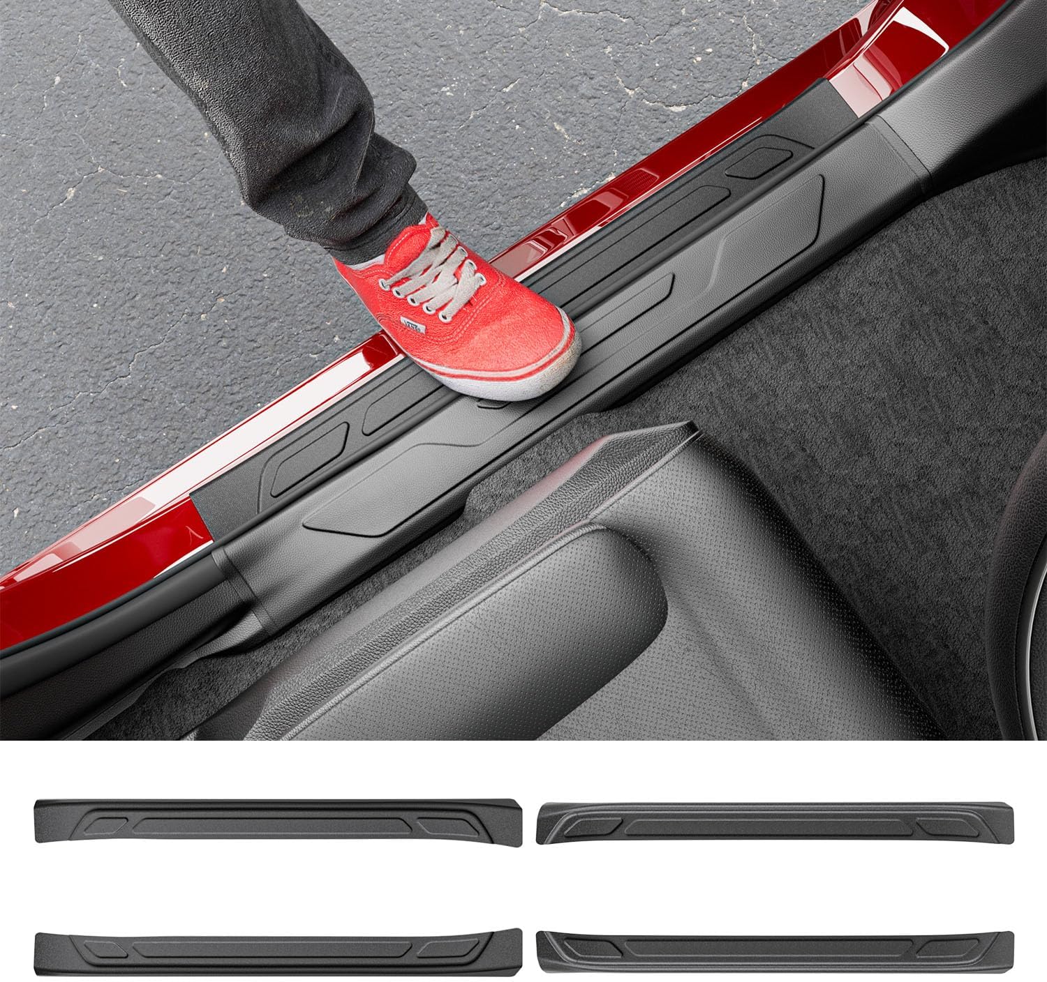 Exterior Door Sill Protector Compatible with 2022-2026 Toyota Tundra Car Threshold Protector TPE Car Door Entry Guard Replacement for 2022-2026 Toyota Tundra Accessories
