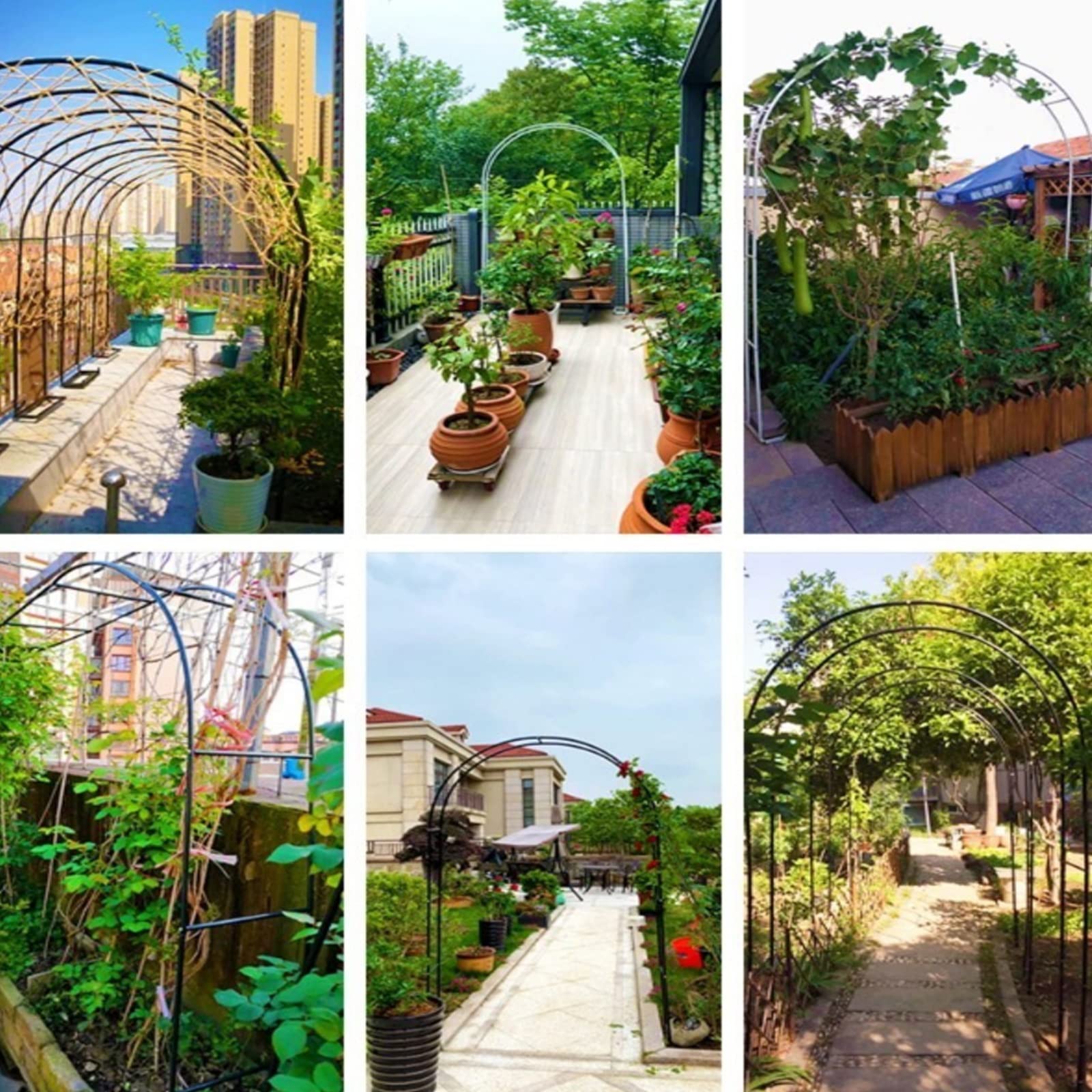 Ogród Pergola Łuk Ogrodowy Biały Metalowy Łuk Do Roślin Pnących, Zewnętrzna Altana do Winorośli i Róż, Dekoracyjny Stojak Na Imprezy Wewnętrzne Rozmiar 240x220x40cm
