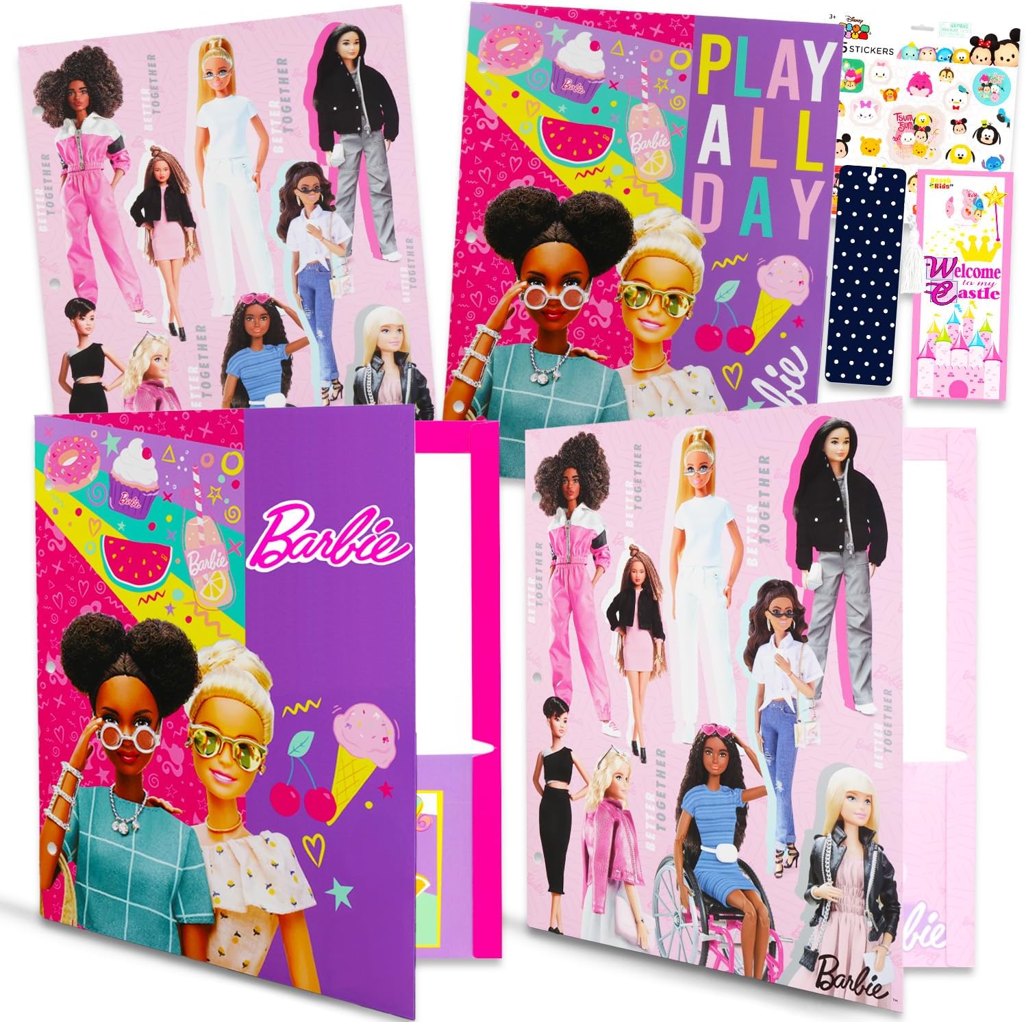 Amazon.com : Barbie Folders for School - Barbie Folders with Pockets ...