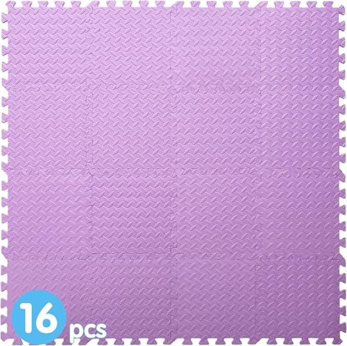 Miniatura 2 de Tapete de juego de espuma EVA, 16 azulejos coloridos para bebé, tapete de juego cuadrado para niños con color sólido, azulejos de espuma