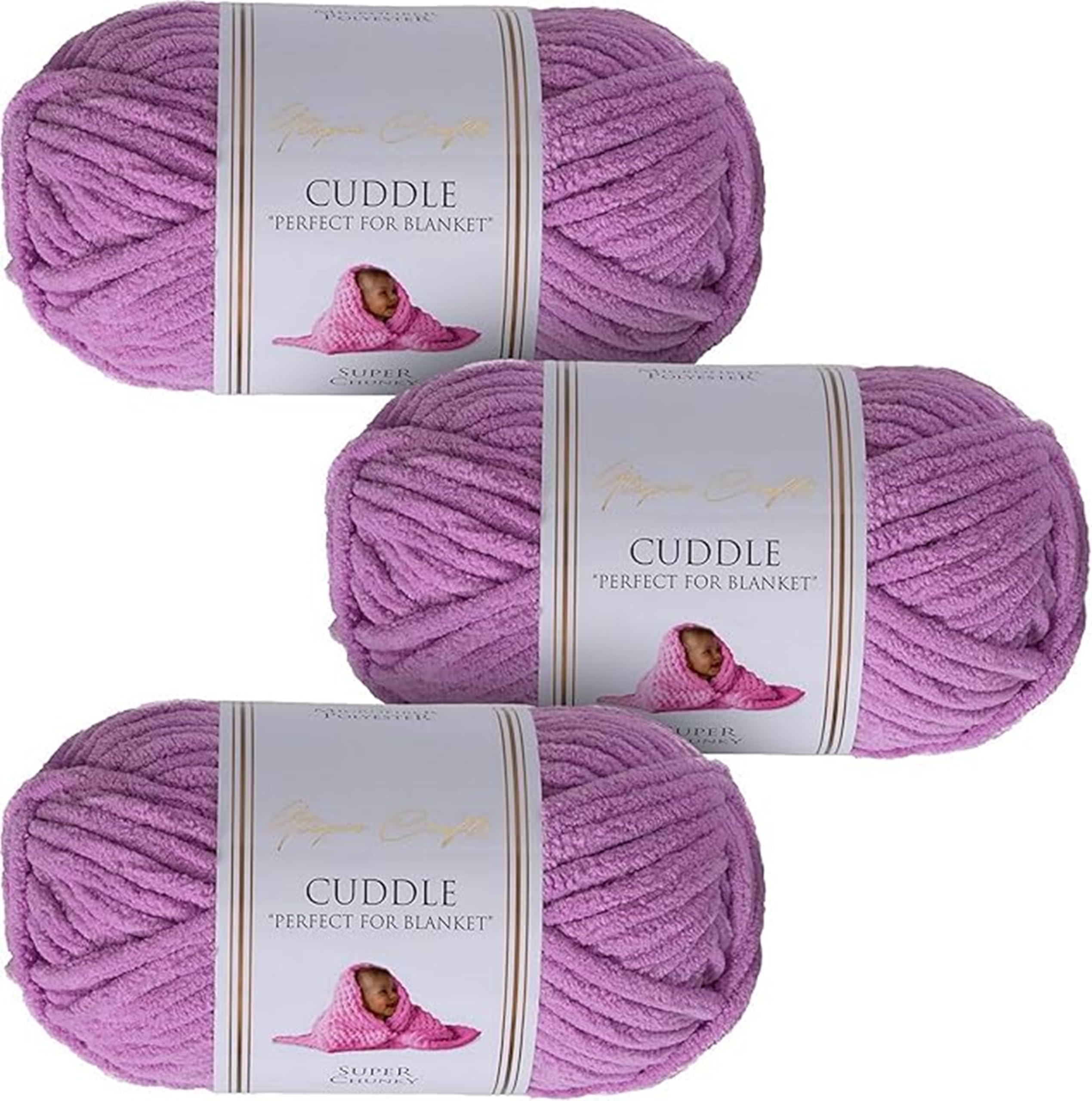 Utopia Crafts Cuddle Super Chunky Chenille Soft Yarn for Knitting and Crochet 3X 100g (Lavender)