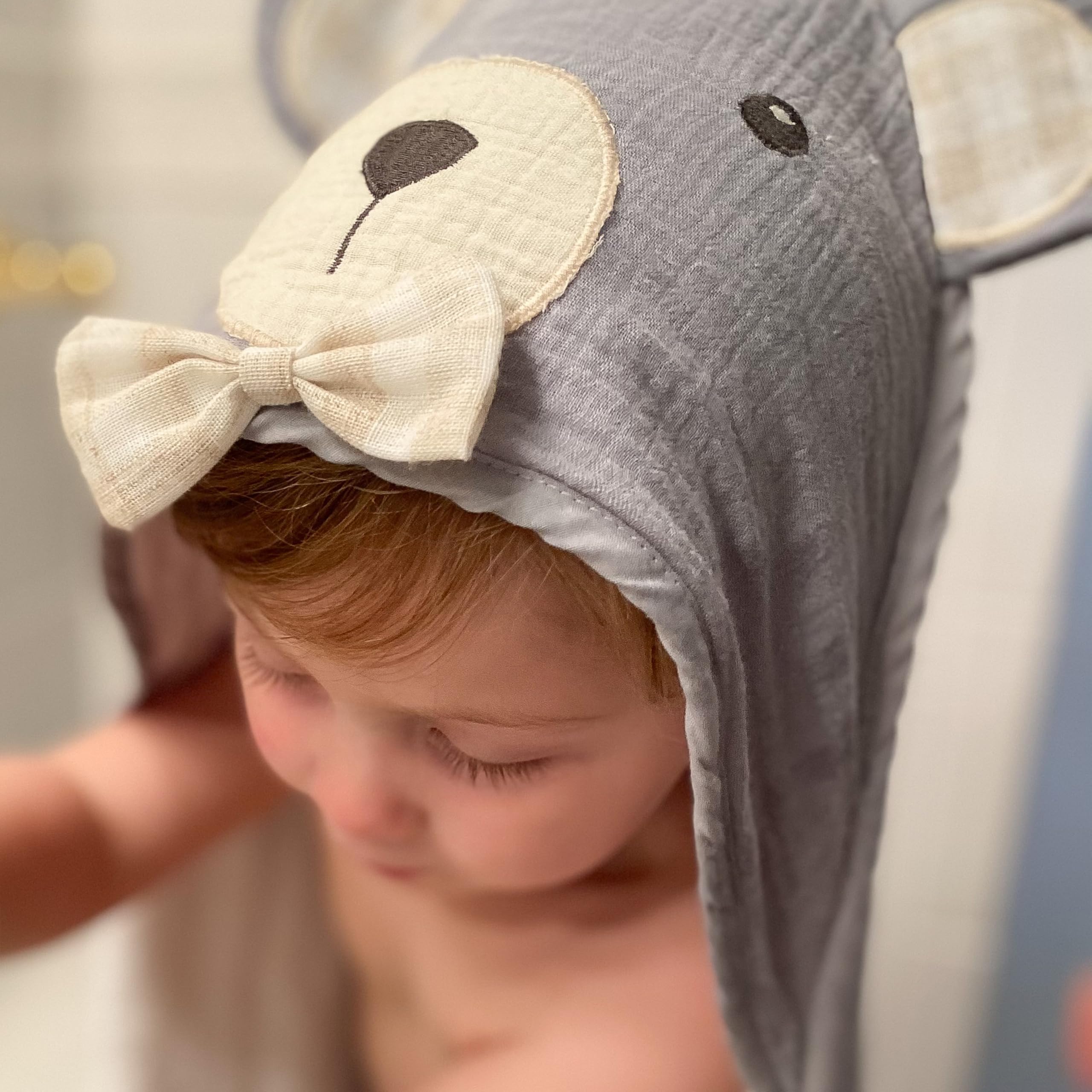 MON AMI Frottee Bunny Kapuzen-Babyhandtuch & Waschlappen Set für 0-18 Monate, Premium Weiche Babybadewanne Baumwolle Handtuch, Badetuch für Baby Shower für Kleinkinder, Jungen & Mädchen (Grau)