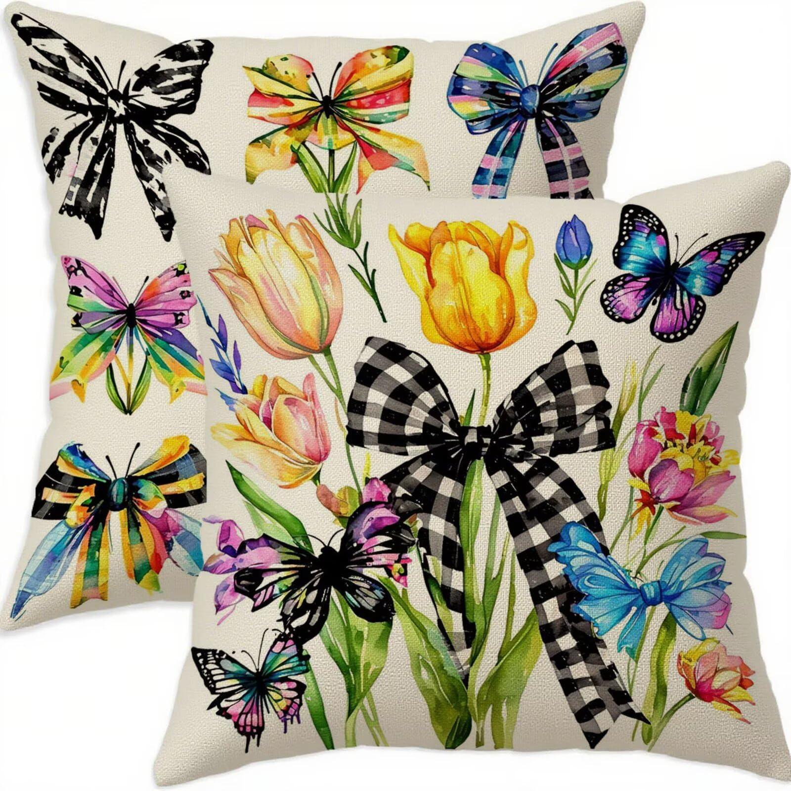 Housse coussin 80x80cm de qualité supérieure en lin noir rétro