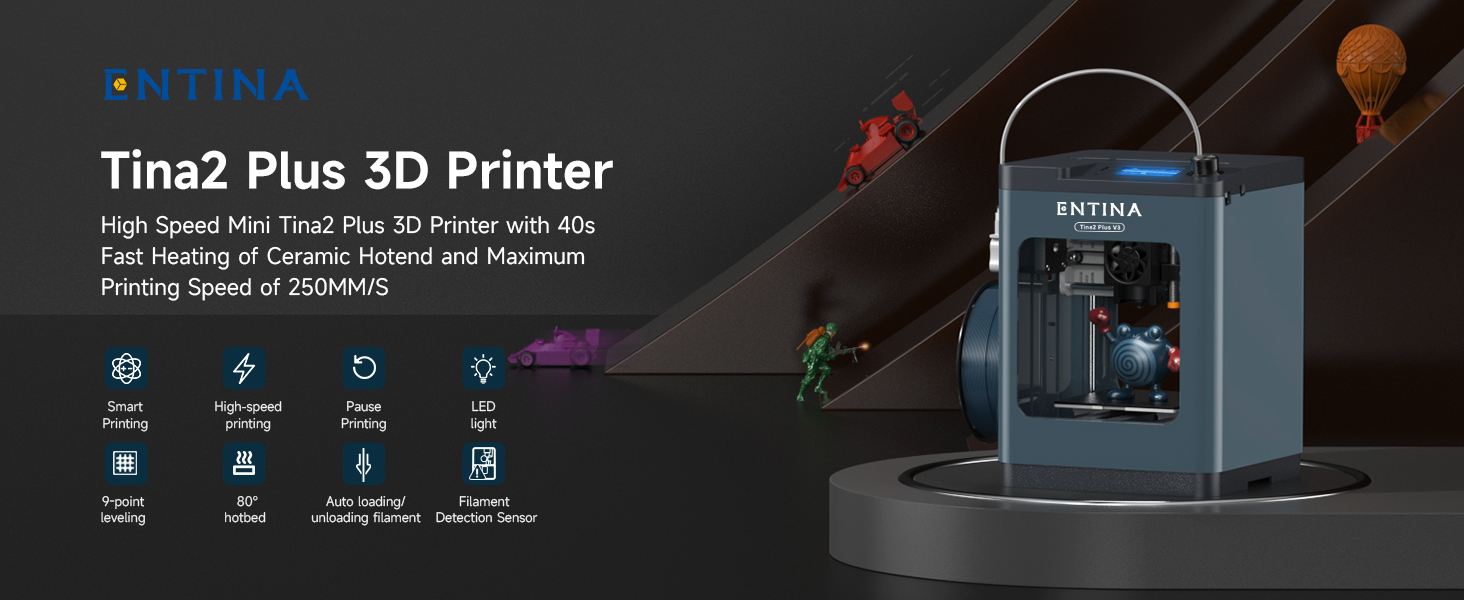 Entina Tina2 Plus 3Dプリンター Entina Tina2 Plus 3D Printer, 250mm/s Fast Printing Mini 3D
