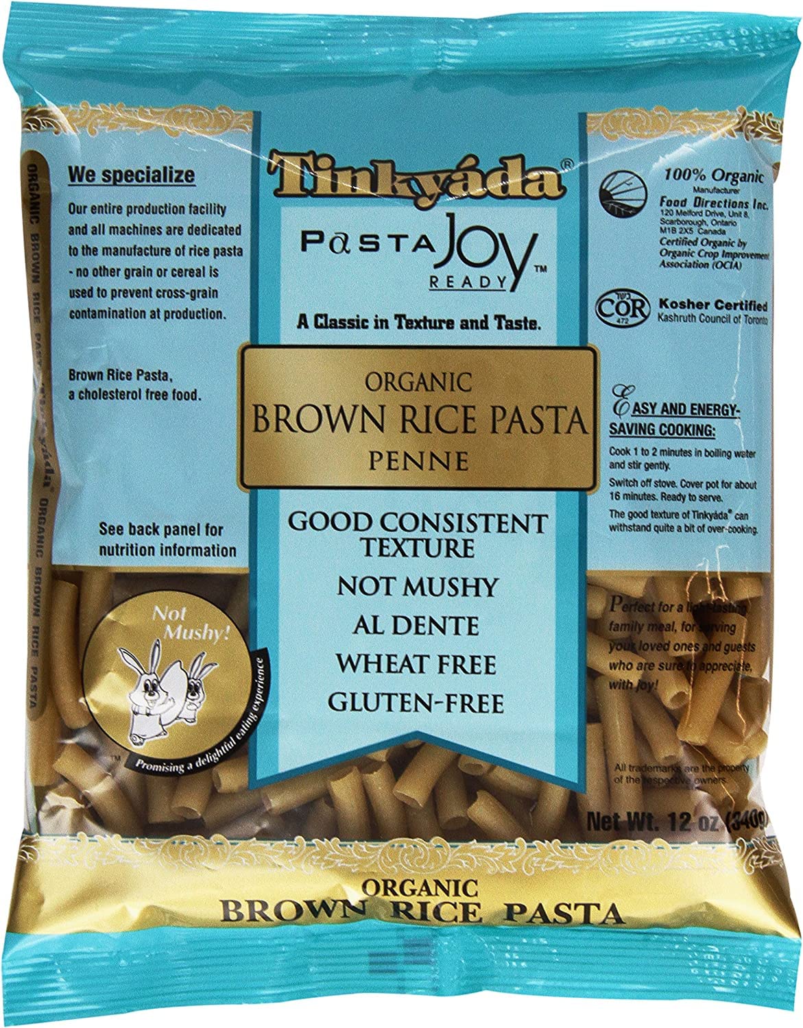 Tinkyada Organic Brown Rice Penne, 12-Ounce Packages (Pack of 12)