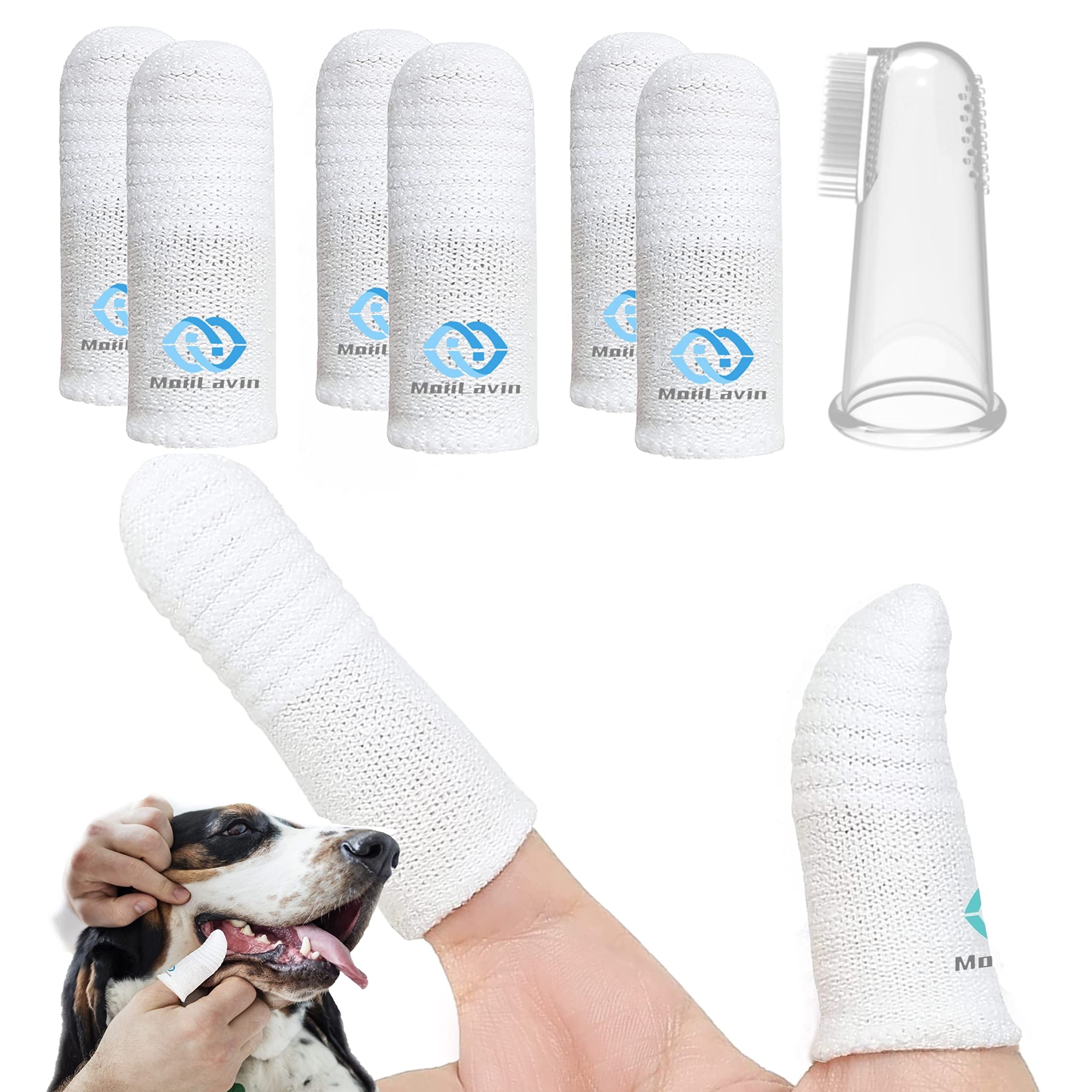 Pet Toothbrush for Small to Large Dogs Cats,Soft High Grade Finger Toothbrush,Teeth Oral Cleaning,Dental Care, 1 Set for Two Fingers White (6)