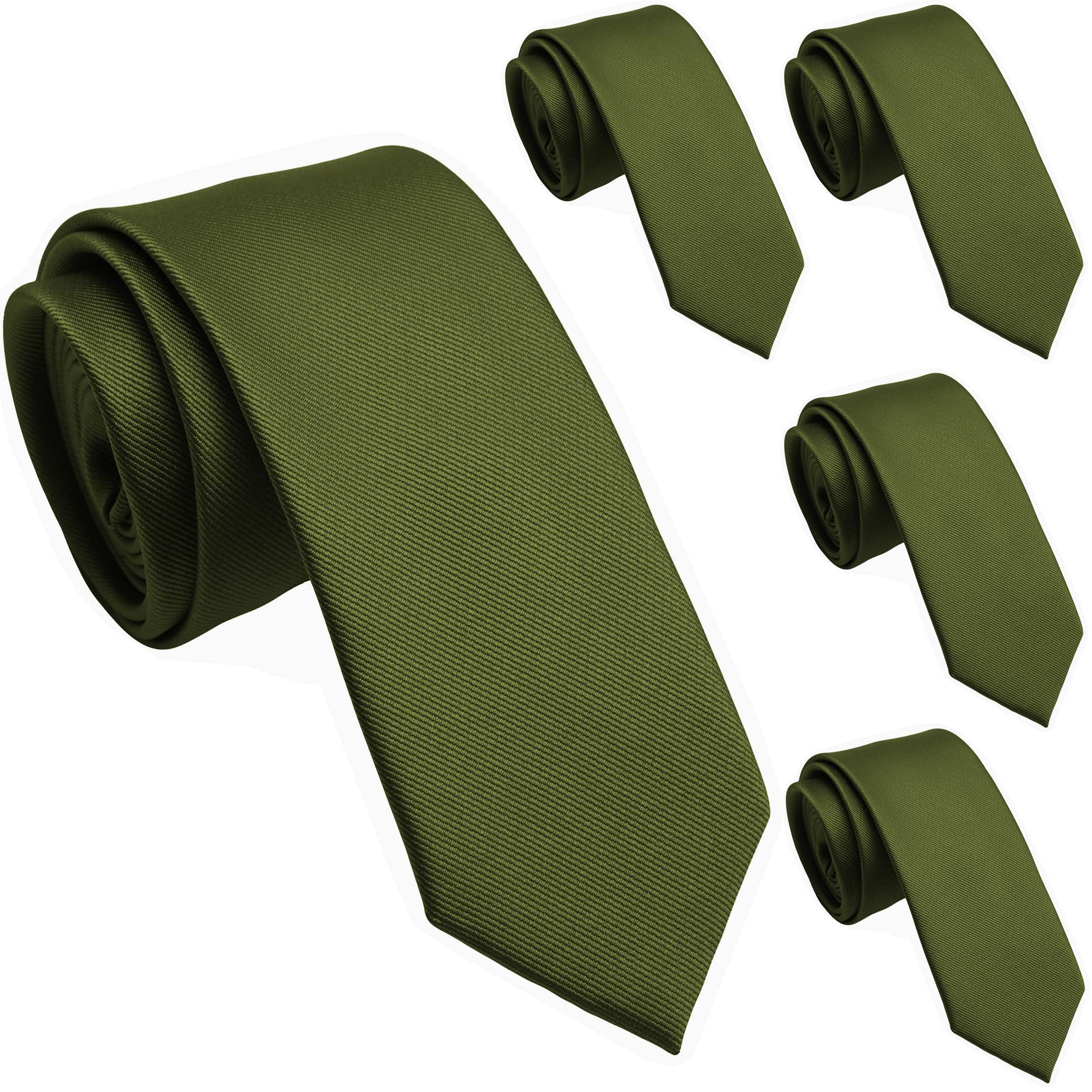 Skinny Ties for Men, 2.5-Inch Slim Neckties, Solid Color Packs